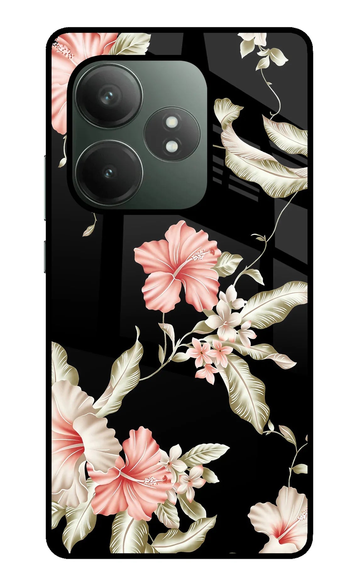 Flowers Realme GT 6T 5G Glass Case - Flowers Realme GT 6T 5G Glass Case Flowers Realme GT 6T 5G Glass Case