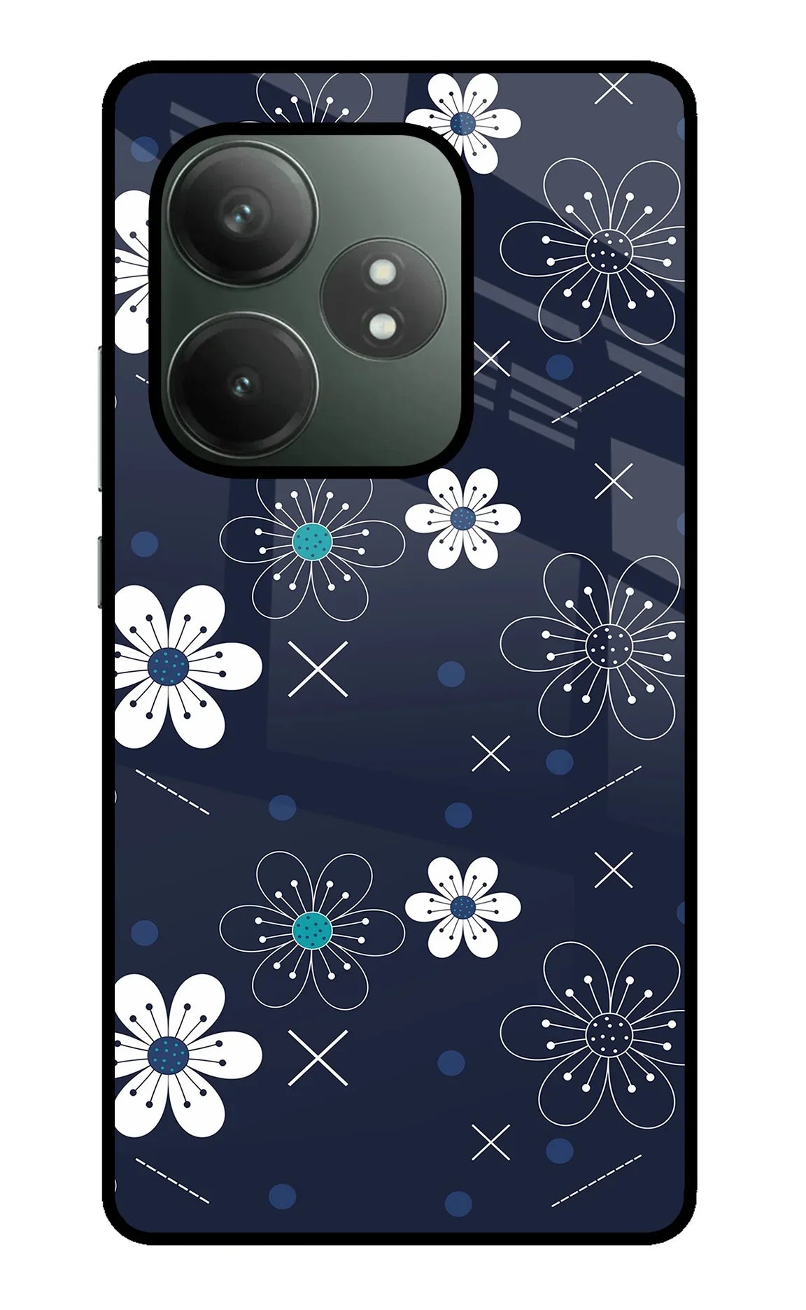 Flowers Realme GT 6T 5G Glass Case - Flowers Realme GT 6T 5G Glass Case Flowers Realme GT 6T 5G Glass Case