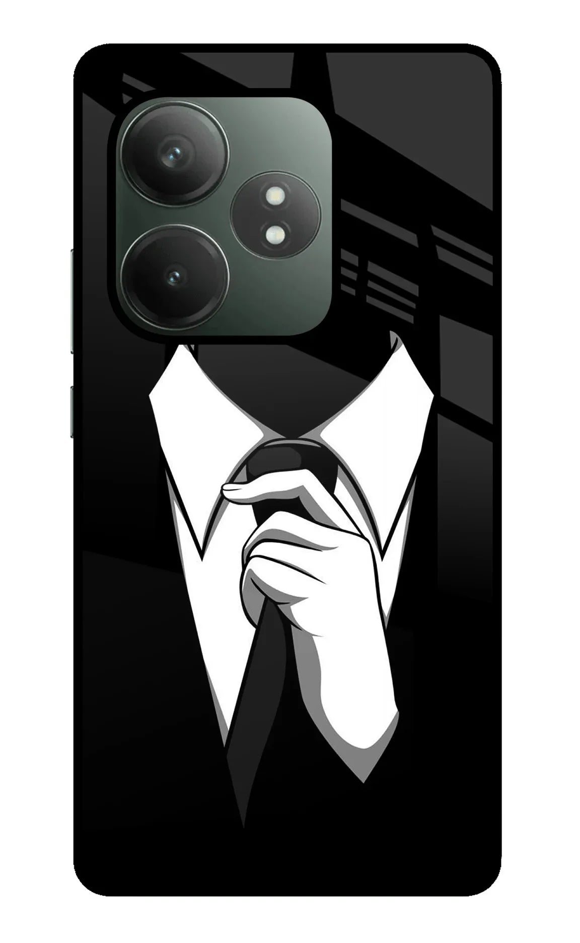 Black Tie Realme GT 6T 5G Glass Case - Black Tie Realme GT 6T 5G Glass Case Black Tie Realme GT 6T 5G Glass Case