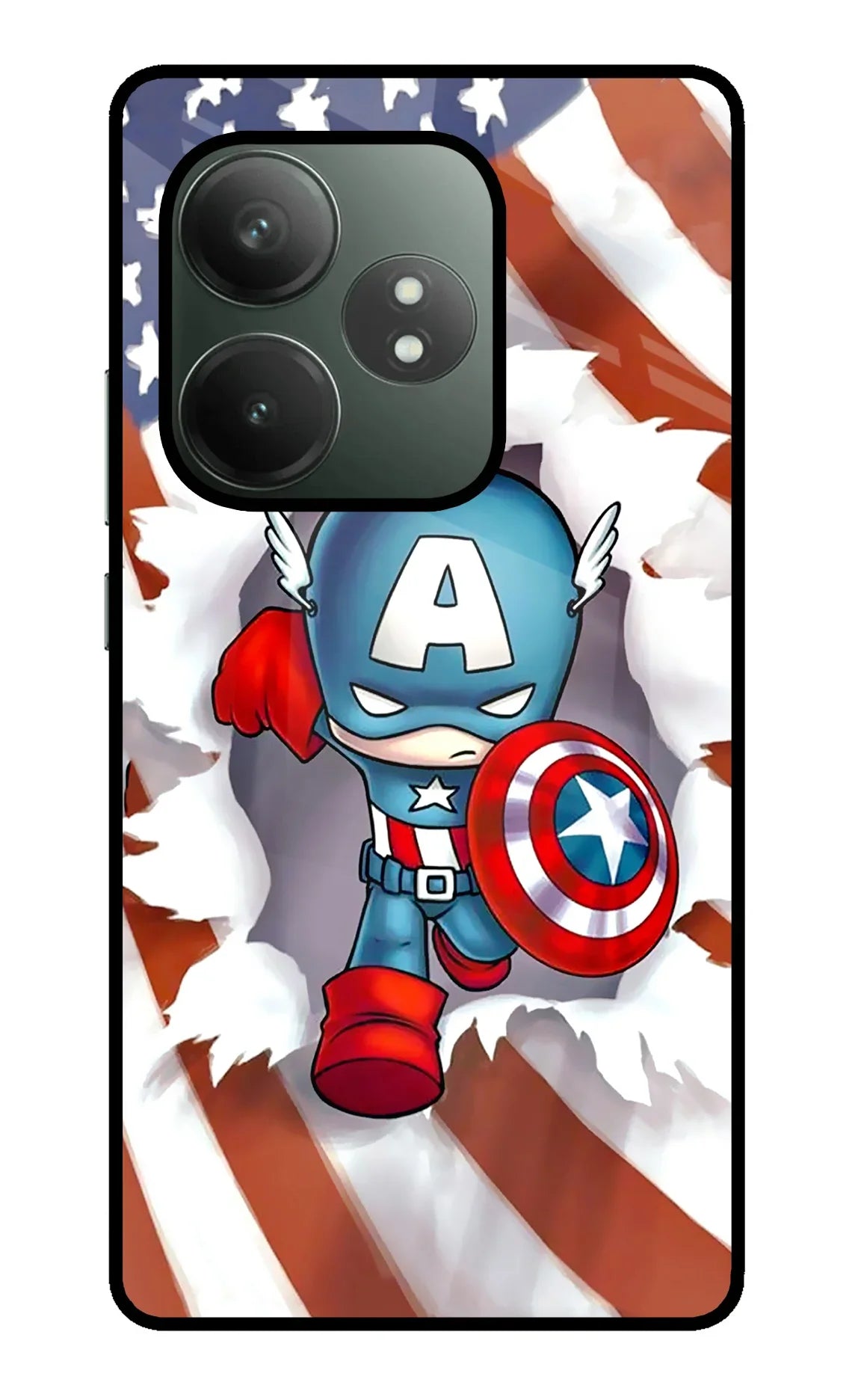 Captain America Realme GT 6T 5G Glass Case - Captain America Realme GT 6T 5G Glass Case Captain America Realme GT 6T 5G Glass Case