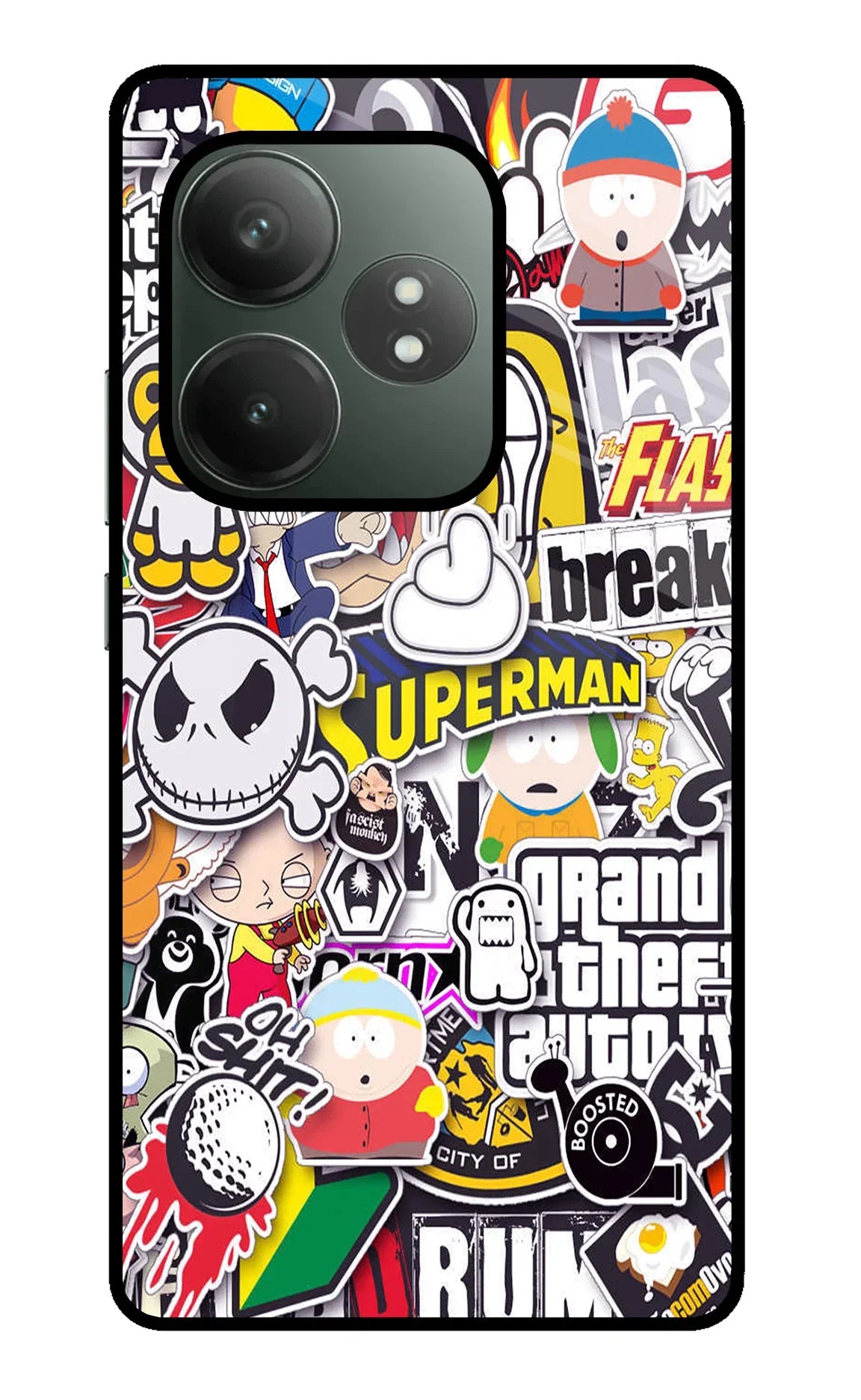 Sticker Bomb Realme GT 6T 5G Glass Case - Sticker Bomb Realme GT 6T 5G Glass Case Sticker Bomb Realme GT 6T 5G Glass Case