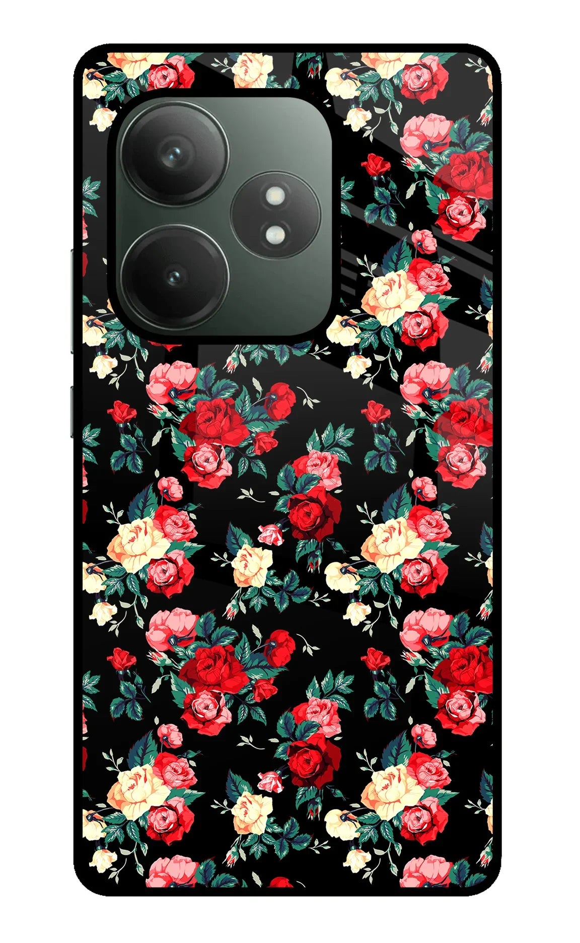 Rose Pattern Realme GT 6T 5G Glass Case - Rose Pattern Realme GT 6T 5G Glass Case Rose Pattern Realme GT 6T 5G Glass Case
