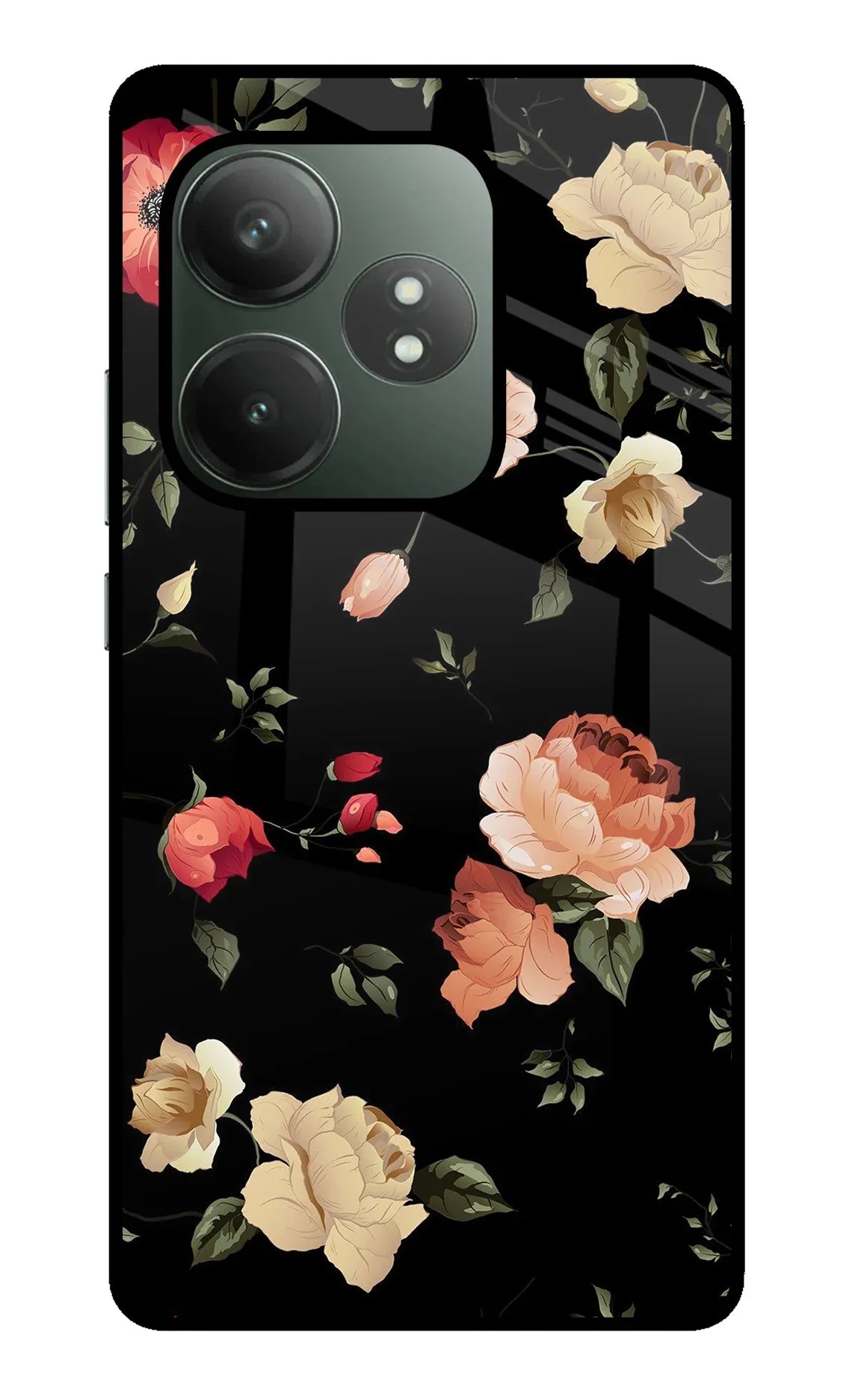 Flowers Realme GT 6T 5G Glass Case - Flowers Realme GT 6T 5G Glass Case Flowers Realme GT 6T 5G Glass Case
