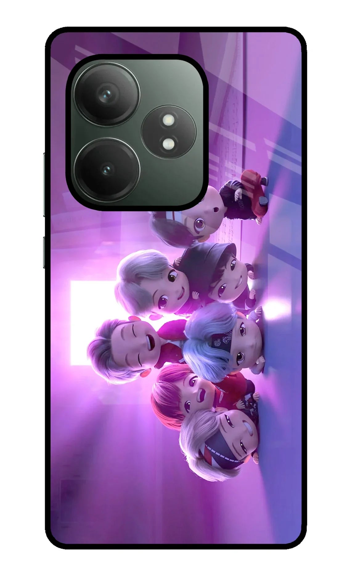 BTS Chibi Realme GT 6T 5G Glass Case - BTS Chibi Realme GT 6T 5G Glass Case BTS Chibi Realme GT 6T 5G Glass Case