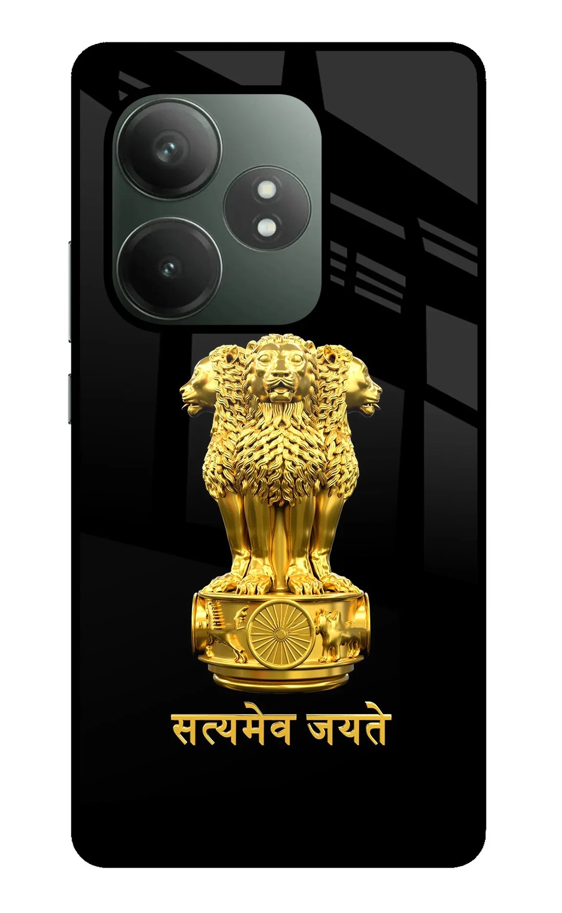 Satyamev Jayate Golden Realme GT 6T 5G Glass Case - Satyamev Jayate Golden Realme GT 6T 5G Glass Case Satyamev Jayate Golden Realme GT 6T 5G Glass Case