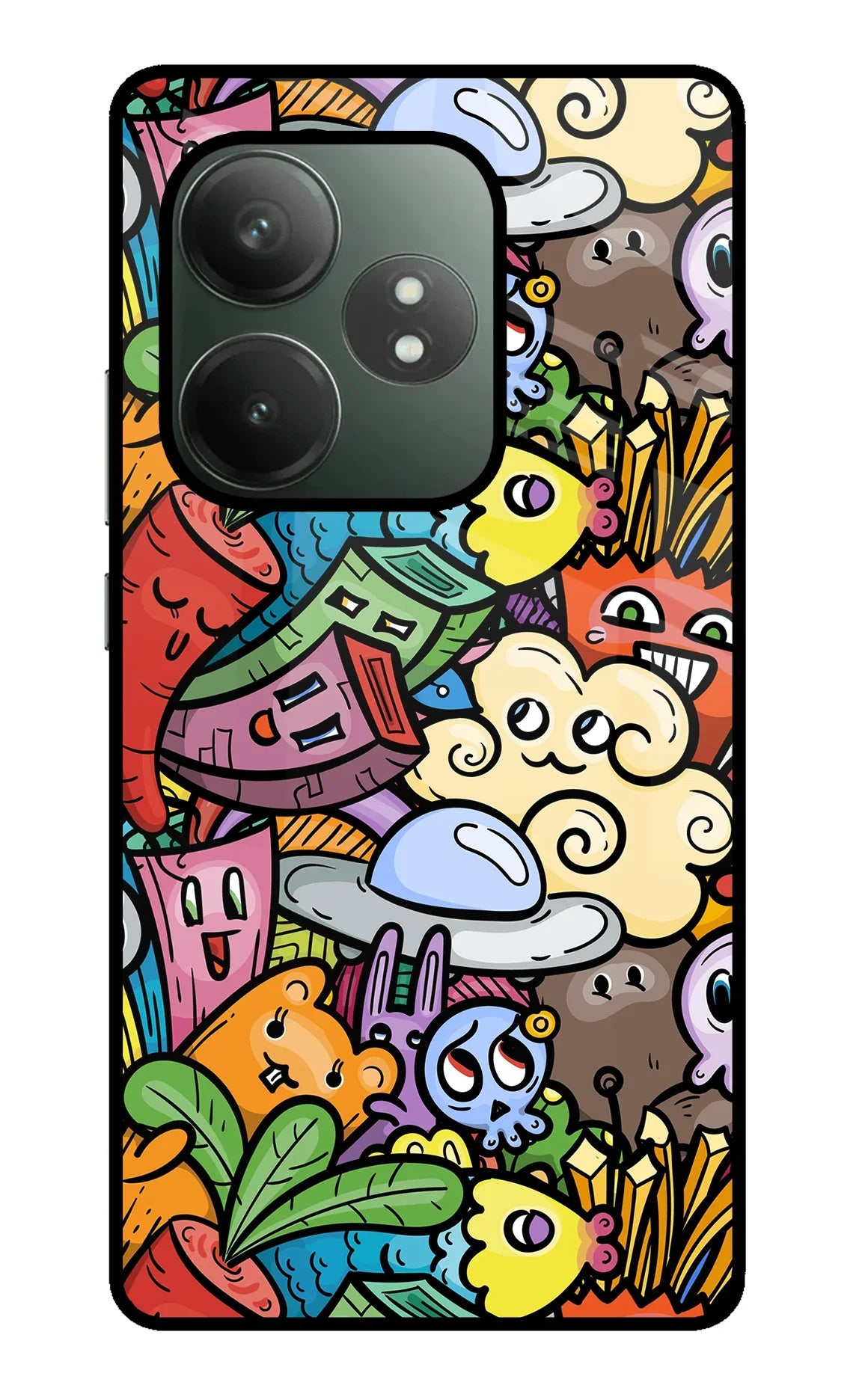 Veggie Doodle Realme GT 6T 5G Glass Case - Veggie Doodle Realme GT 6T 5G Glass Case Veggie Doodle Realme GT 6T 5G Glass Case