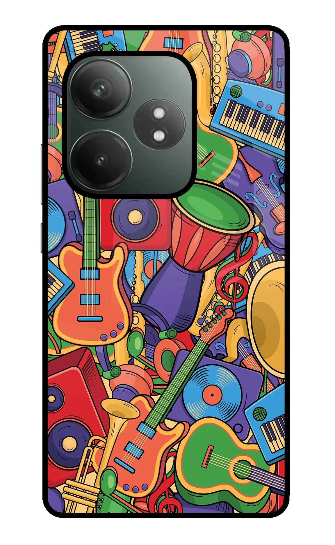 Music Instrument Doodle Realme GT 6T 5G Glass Case - Music Instrument Doodle Realme GT 6T 5G Glass Case Music Instrument Doodle Realme GT 6T 5G Glass Case
