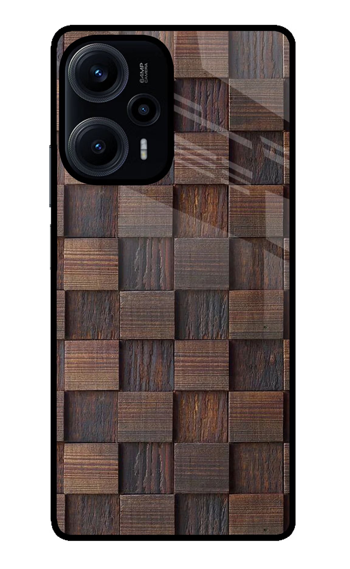 Wooden Cube Design Poco F5 5G Back Cover - Wooden Cube Design Poco F5 5G Glass Case Back Cover by Casekaro Wooden Cube Design Poco F5 5G Glass Case Back Cover by Casekaro