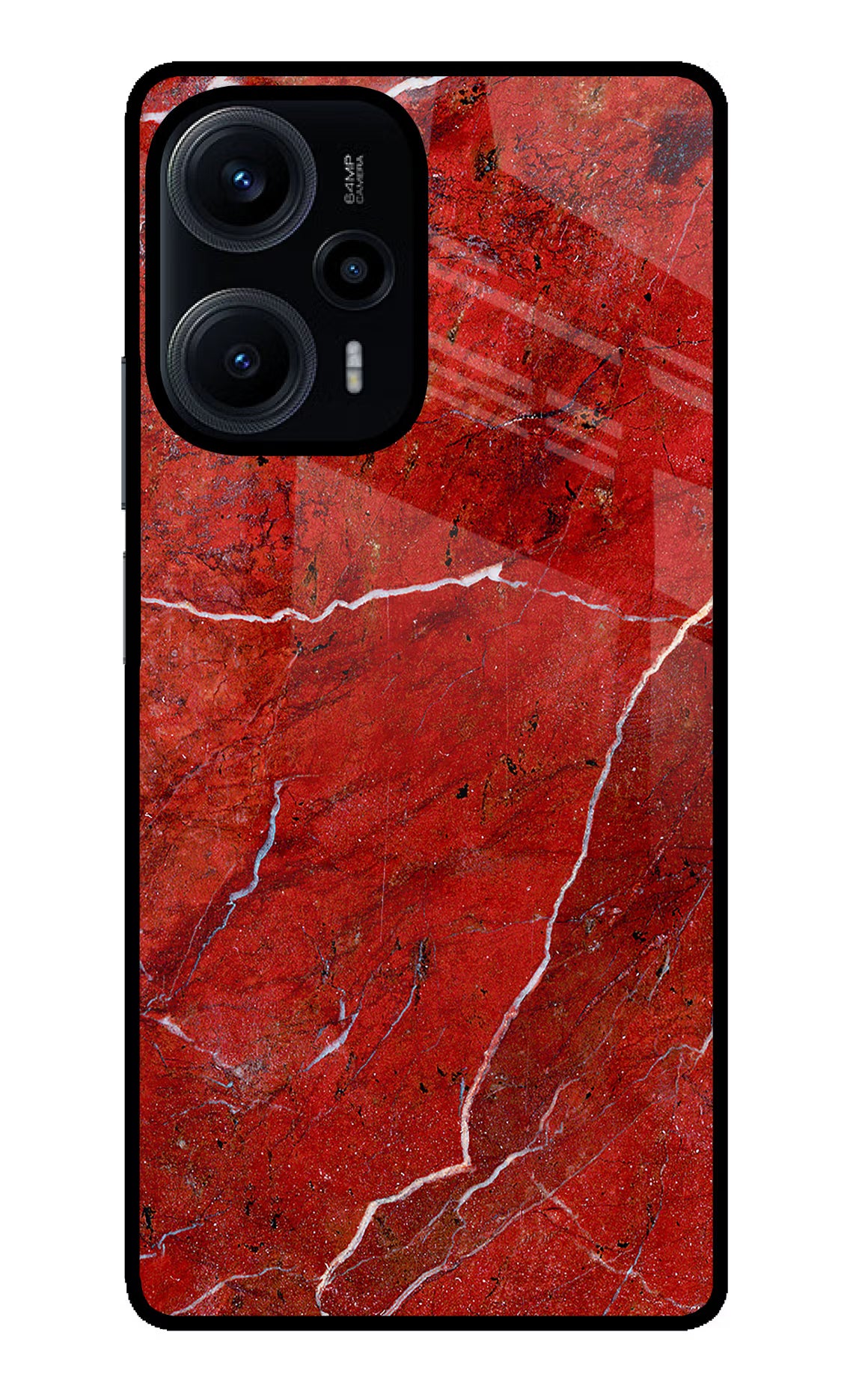 Red Marble Design Poco F5 5G Back Cover - Red Marble Design Poco F5 5G Glass Case Back Cover by Casekaro Red Marble Design Poco F5 5G Glass Case Back Cover by Casekaro