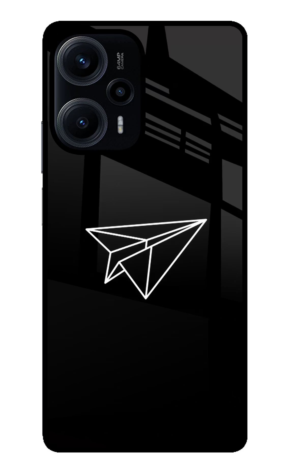 Paper Plane White Poco F5 5G Back Cover - Paper Plane White Poco F5 5G Glass Case Back Cover by Casekaro Paper Plane White Poco F5 5G Glass Case Back Cover by Casekaro