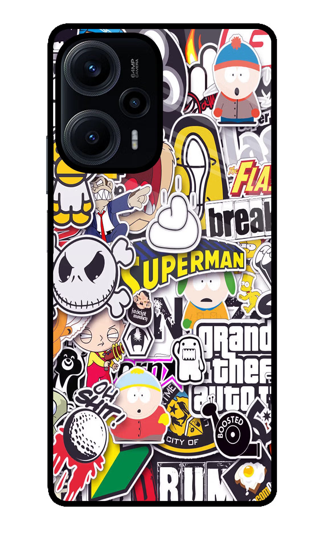 Sticker Bomb Poco F5 5G Glass Case - Sticker Bomb Poco F5 5G Glass Case Sticker Bomb Poco F5 5G Glass Case