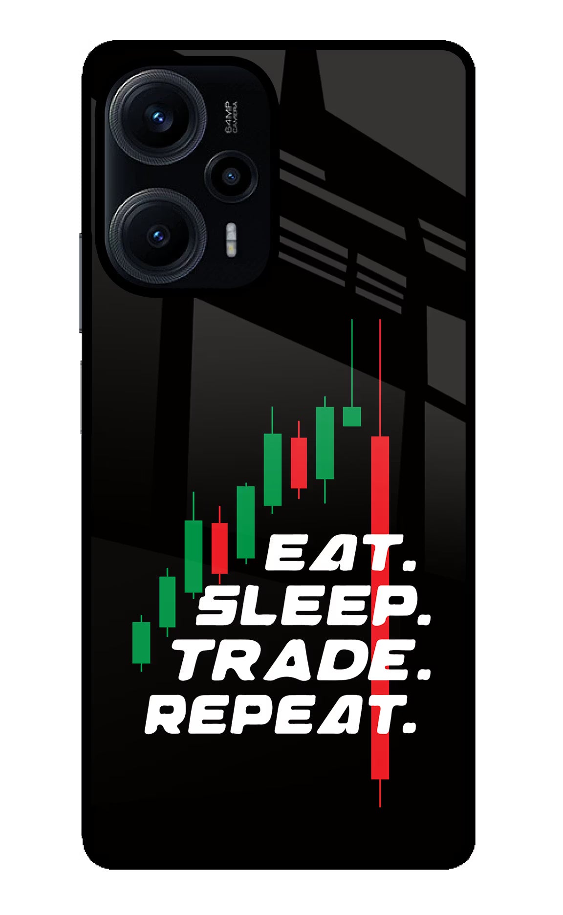 Eat Sleep Trade Repeat Poco F5 5G Back Cover - Eat Sleep Trade Repeat Poco F5 5G Glass Case Back Cover by Casekaro Eat Sleep Trade Repeat Poco F5 5G Glass Case Back Cover by Casekaro