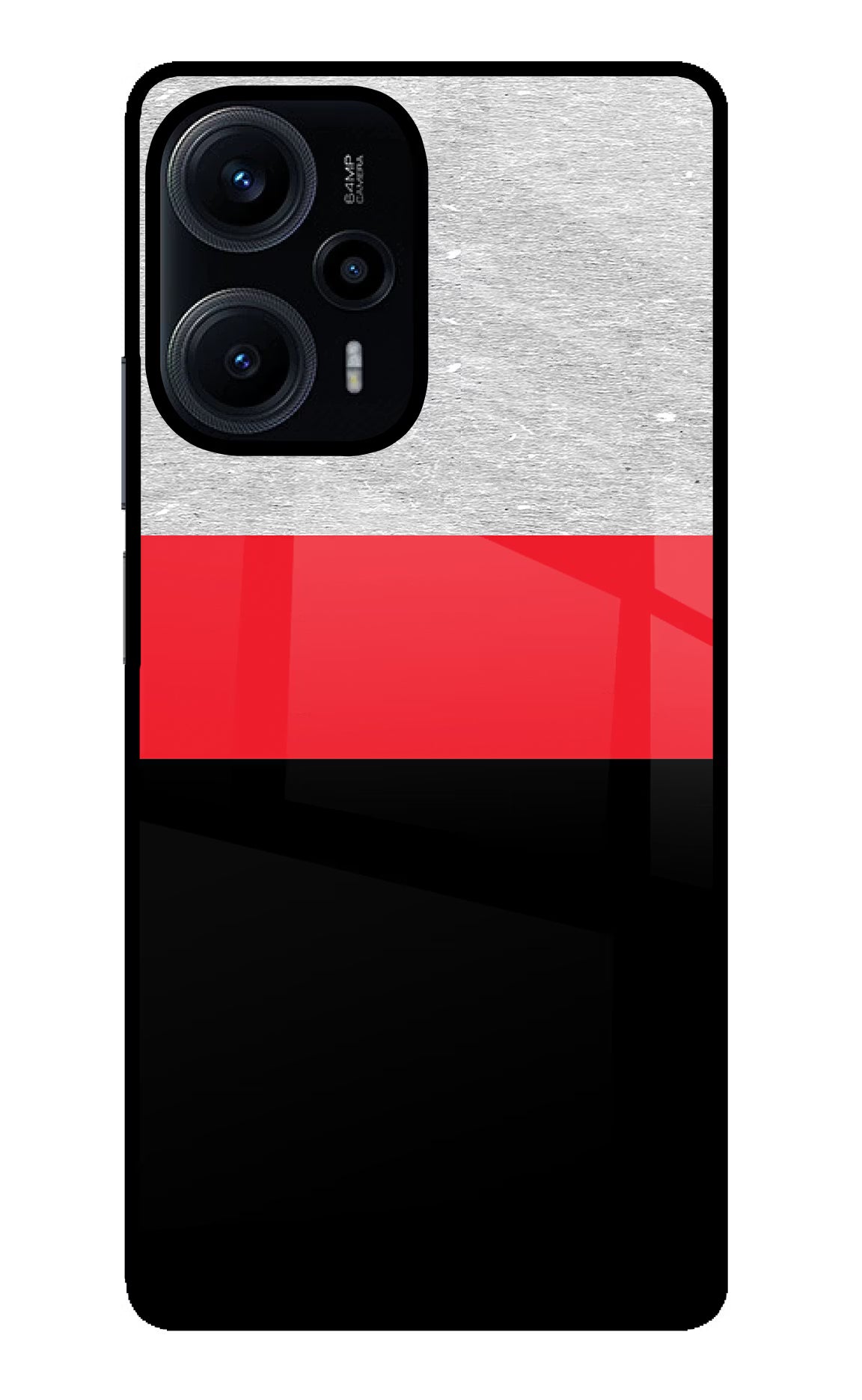 Tri Color Pattern Poco F5 5G Back Cover - Tri Color Pattern Poco F5 5G Glass Case Back Cover by Casekaro Tri Color Pattern Poco F5 5G Glass Case Back Cover by Casekaro