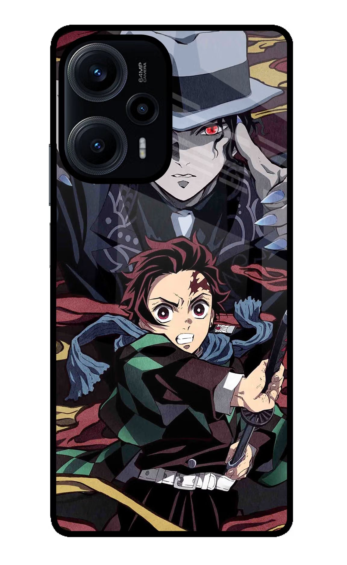 Demon Slayer Poco F5 5G Back Cover - Demon Slayer Poco F5 5G Glass Case Back Cover by Casekaro Demon Slayer Poco F5 5G Glass Case Back Cover by Casekaro