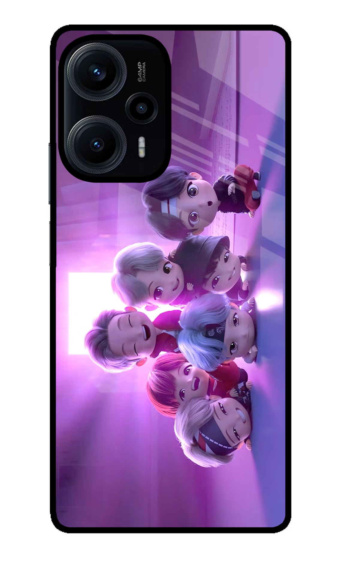 BTS Chibi Poco F5 5G Glass Case - BTS Chibi Poco F5 5G Glass Case BTS Chibi Poco F5 5G Glass Case