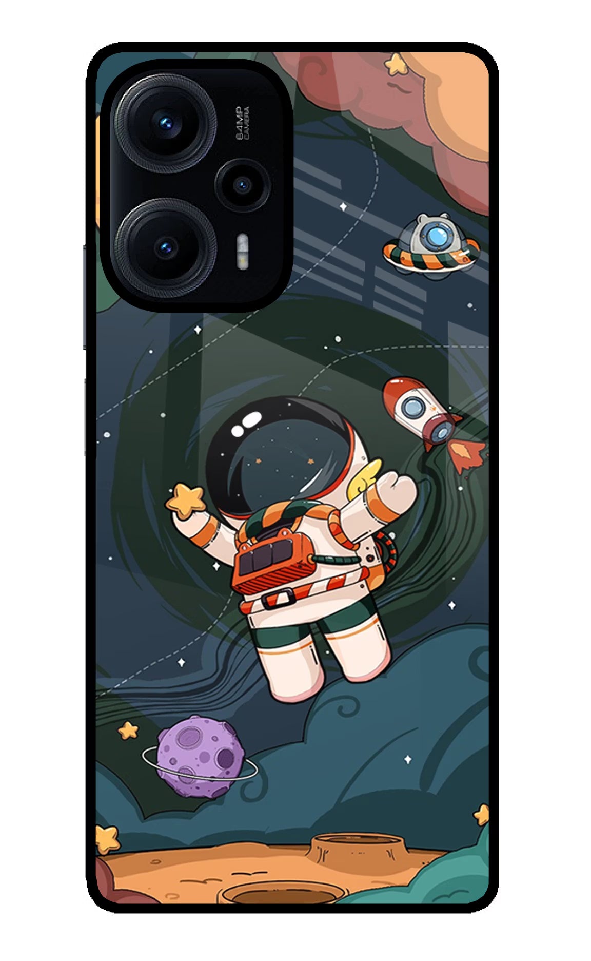 Cartoon Astronaut Poco F5 5G Glass Case - Cartoon Astronaut Poco F5 5G Glass Case Cartoon Astronaut Poco F5 5G Glass Case
