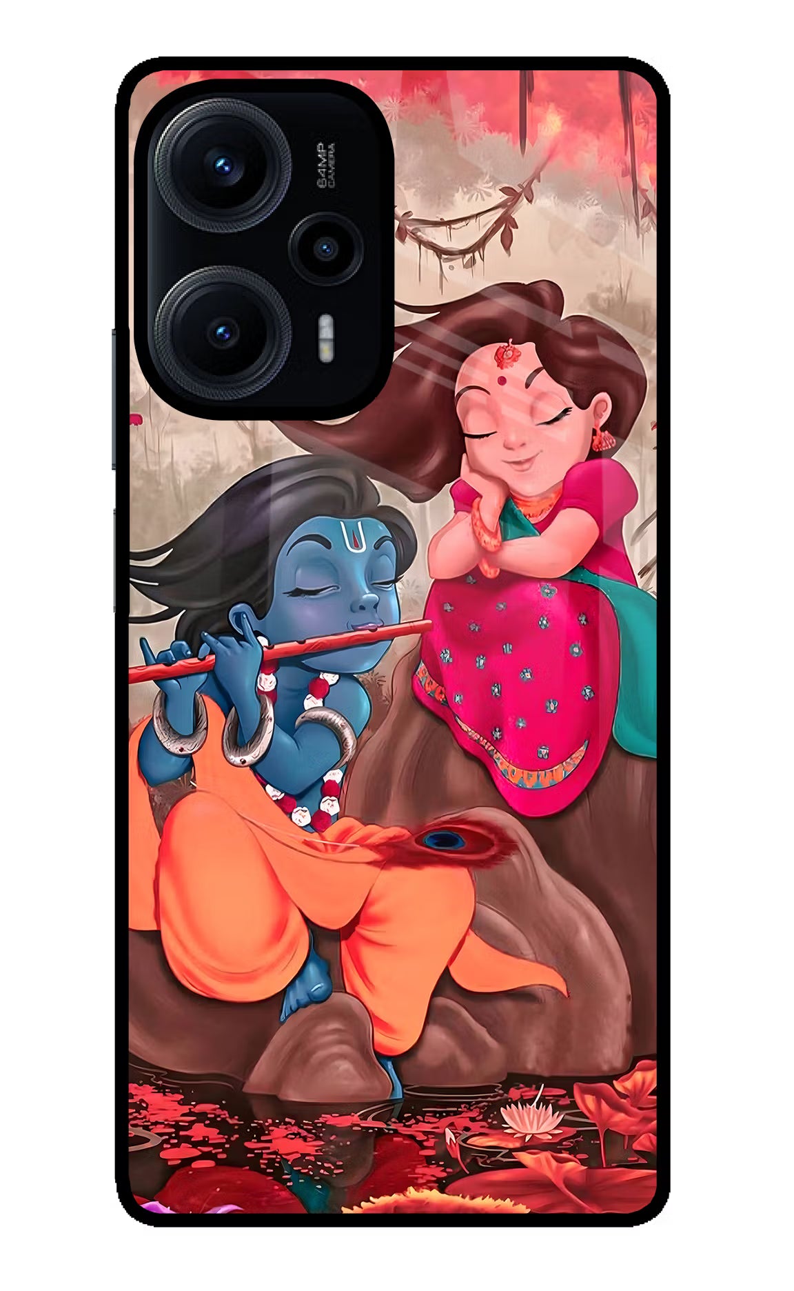 Radhe Krishna Poco F5 5G Back Cover - Radhe Krishna Poco F5 5G Glass Case Back Cover by Casekaro Radhe Krishna Poco F5 5G Glass Case Back Cover by Casekaro