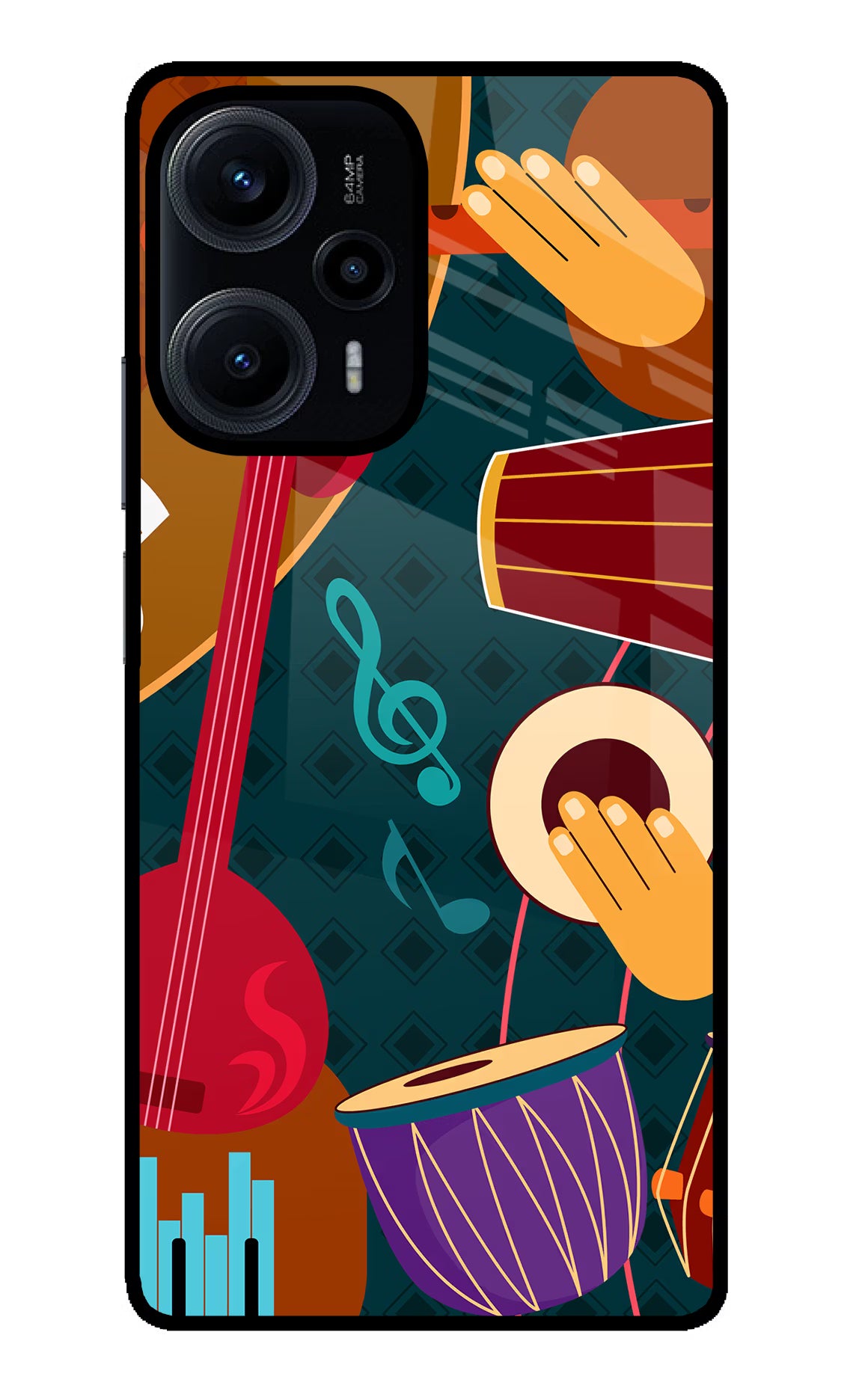Music Instrument Poco F5 5G Back Cover - Music Instrument Poco F5 5G Glass Case Back Cover by Casekaro Music Instrument Poco F5 5G Glass Case Back Cover by Casekaro
