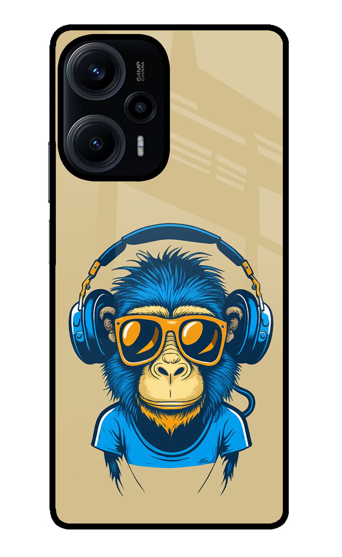 Monkey Headphone Poco F5 5G Glass Case - Monkey Headphone Poco F5 5G Glass Case Monkey Headphone Poco F5 5G Glass Case