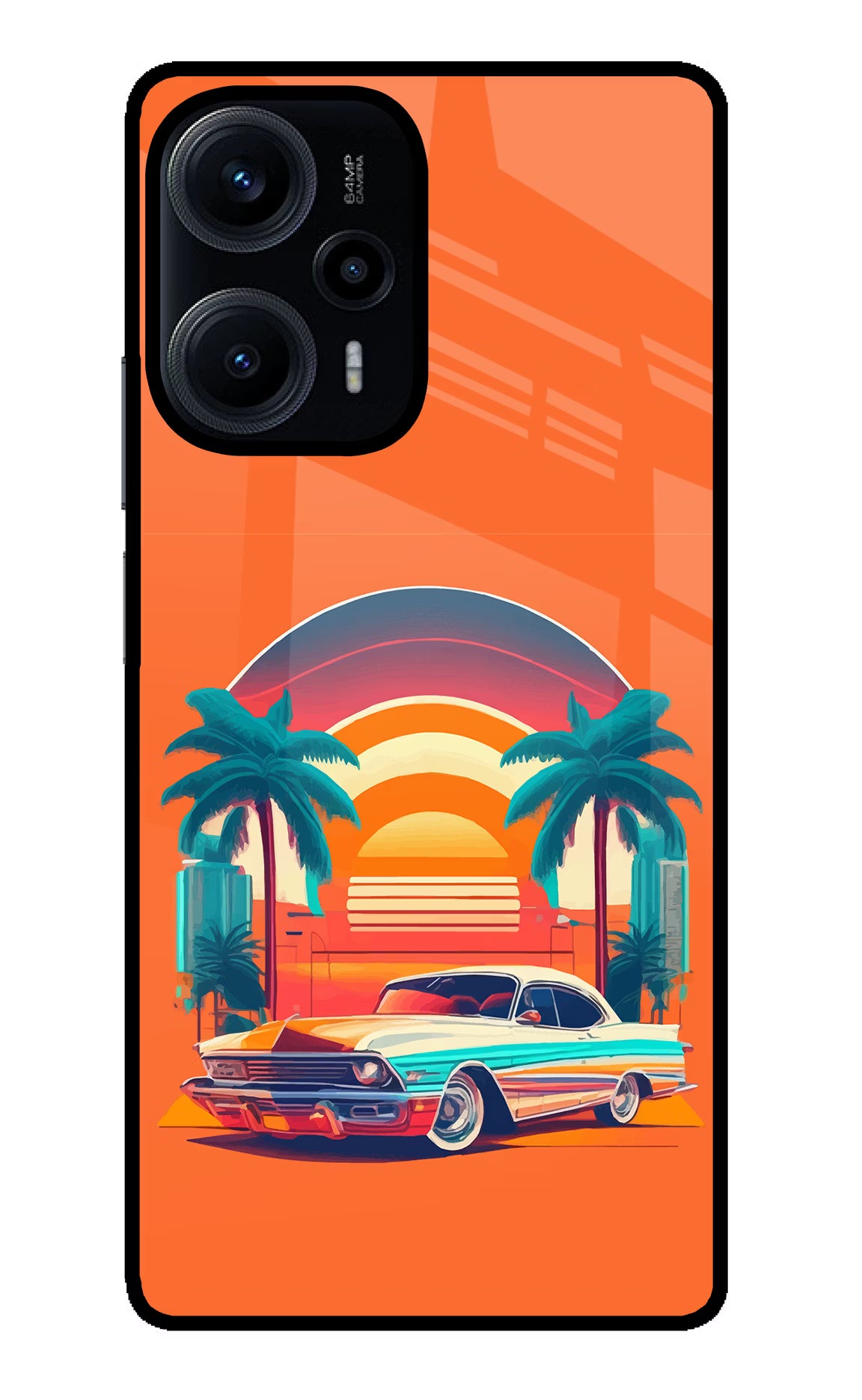 Palm Drive 80s Poco F5 5G Glass Case - Palm Drive 80s Poco F5 5G Glass Case Palm Drive 80s Poco F5 5G Glass Case