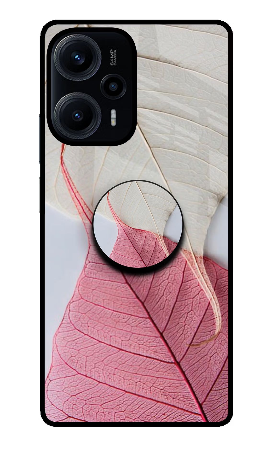 White Pink Leaf Poco F5 5G Pop Case - White Pink Leaf Poco F5 5G Pop Case by Casekaro White Pink Leaf Poco F5 5G Pop Case by Casekaro