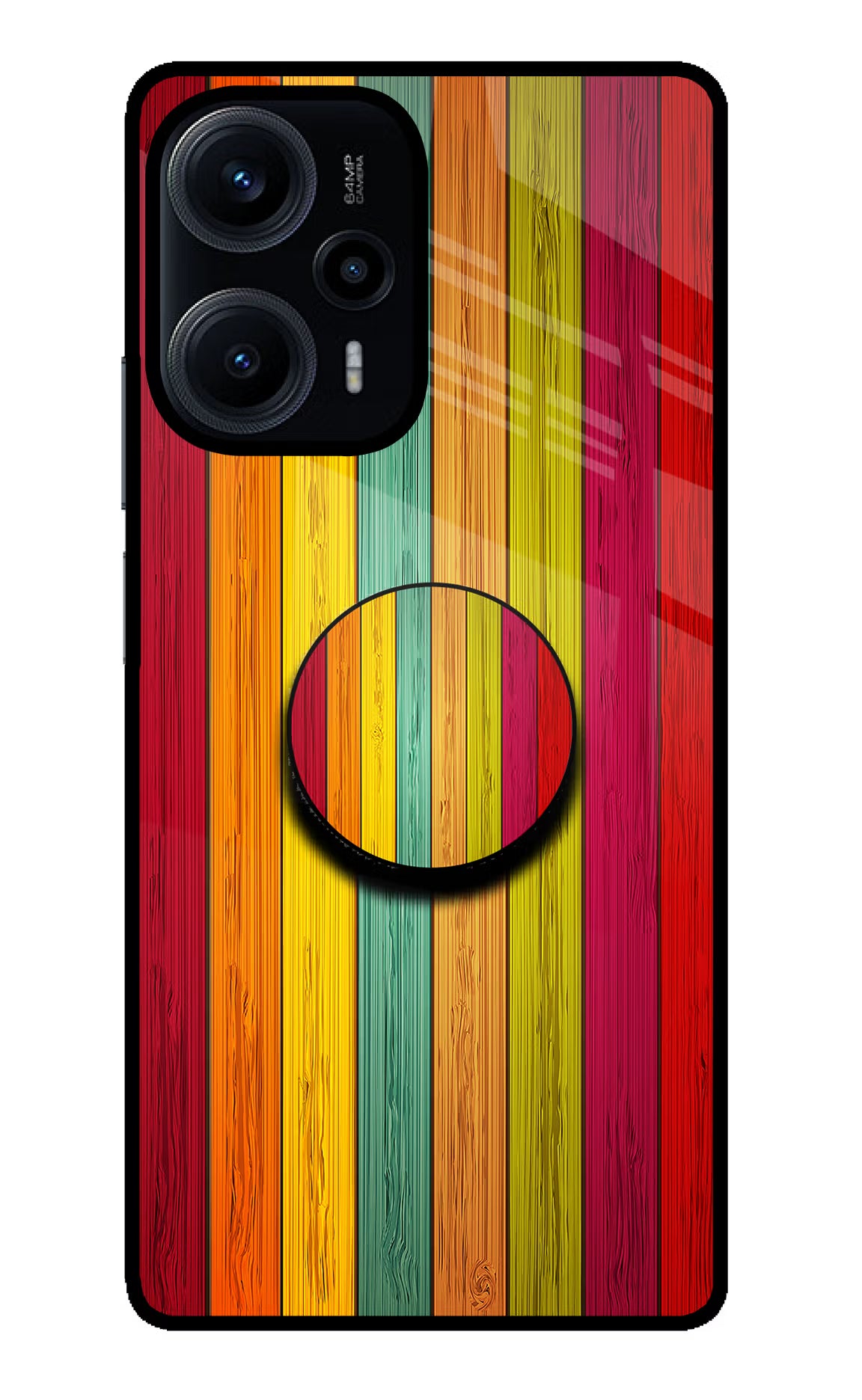 Multicolor Wooden Poco F5 5G Pop Case - Multicolor Wooden Poco F5 5G Pop Case by Casekaro Multicolor Wooden Poco F5 5G Pop Case by Casekaro