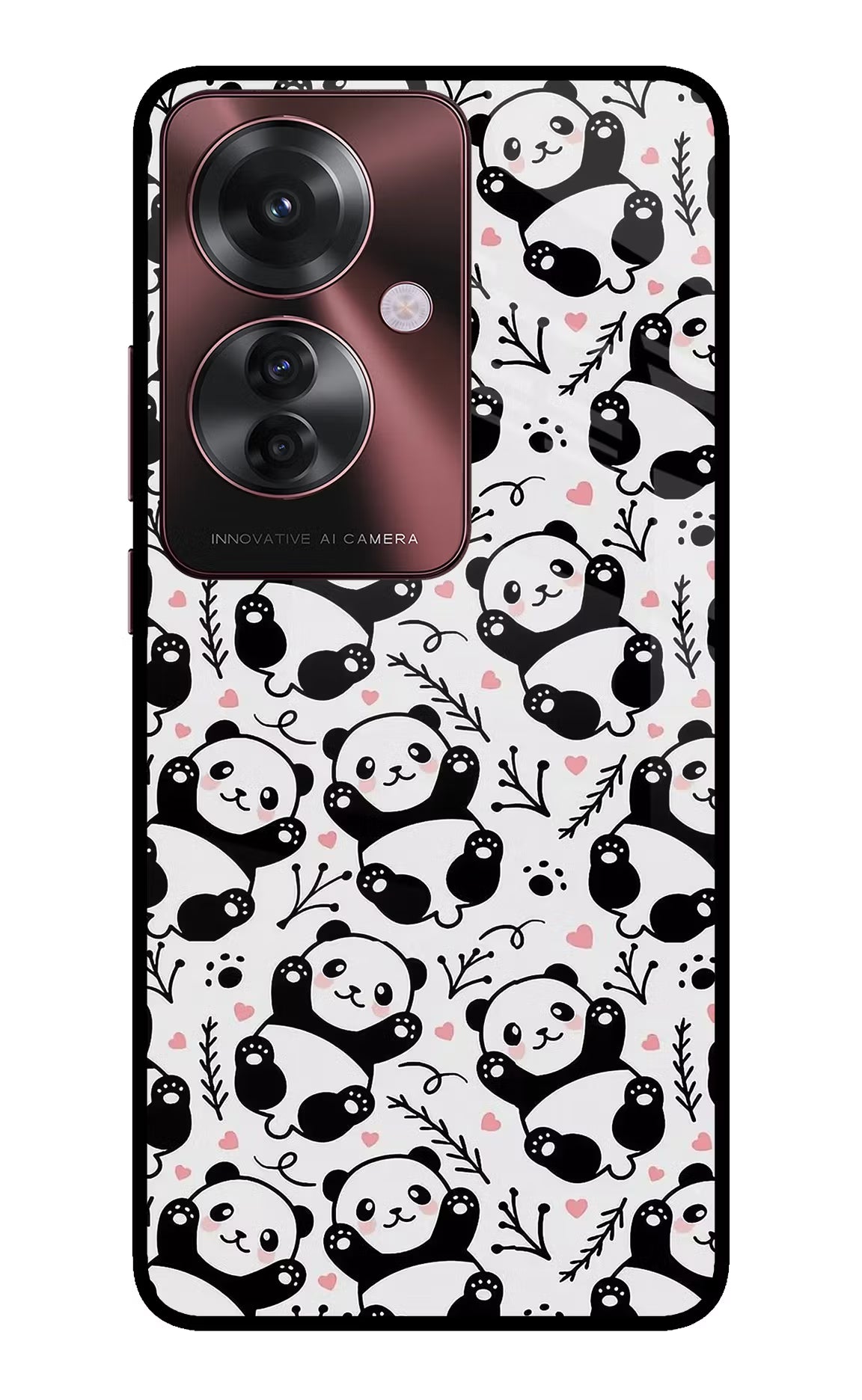 Cute Panda Oppo F25 Pro 5G Back Cover - Cute Panda Oppo F25 Pro 5G Glass Case Back Cover by Casekaro Cute Panda Oppo F25 Pro 5G Glass Case Back Cover by Casekaro