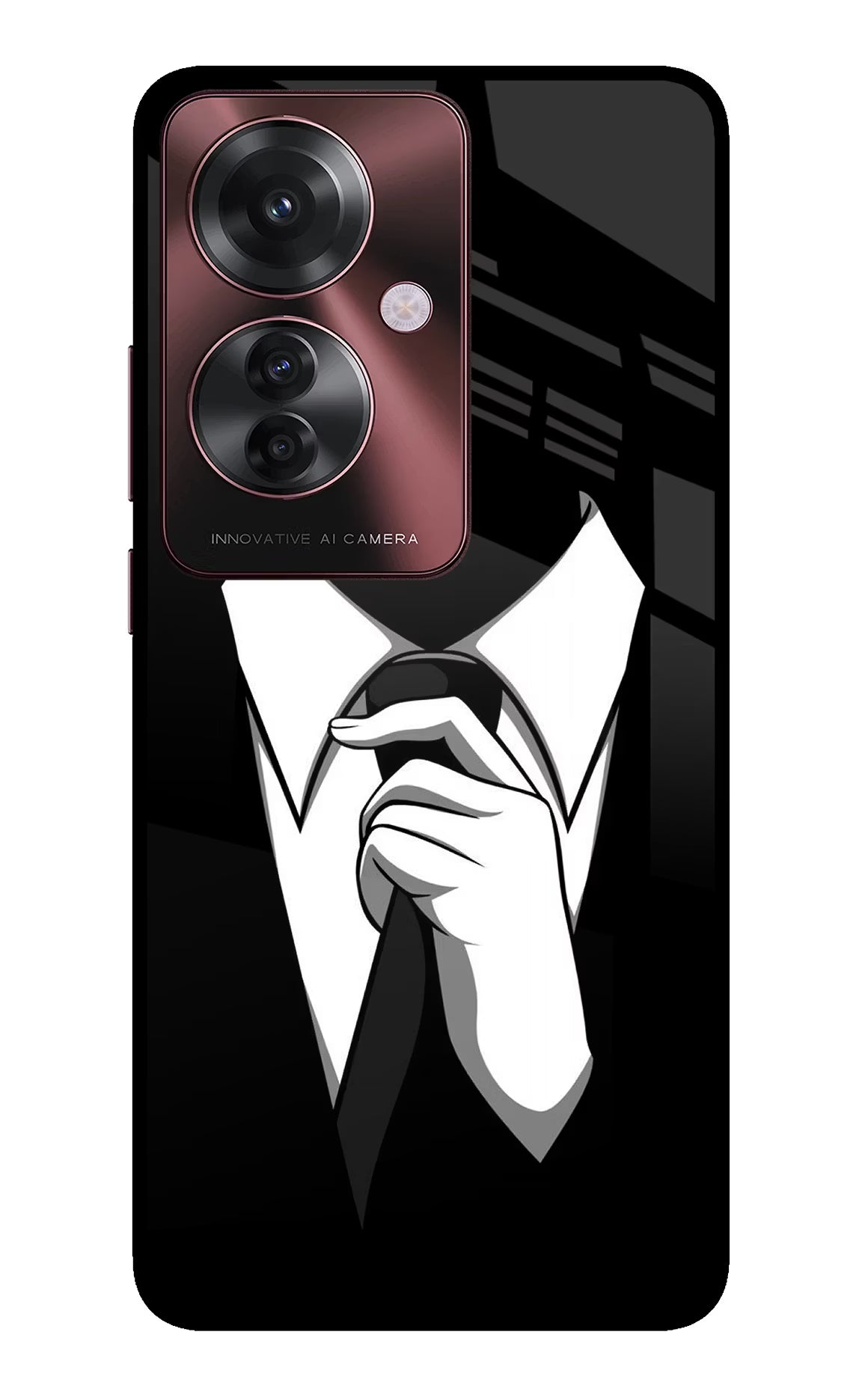 Black Tie Oppo F25 Pro 5G Back Cover - Black Tie Oppo F25 Pro 5G Glass Case Back Cover by Casekaro Black Tie Oppo F25 Pro 5G Glass Case Back Cover by Casekaro