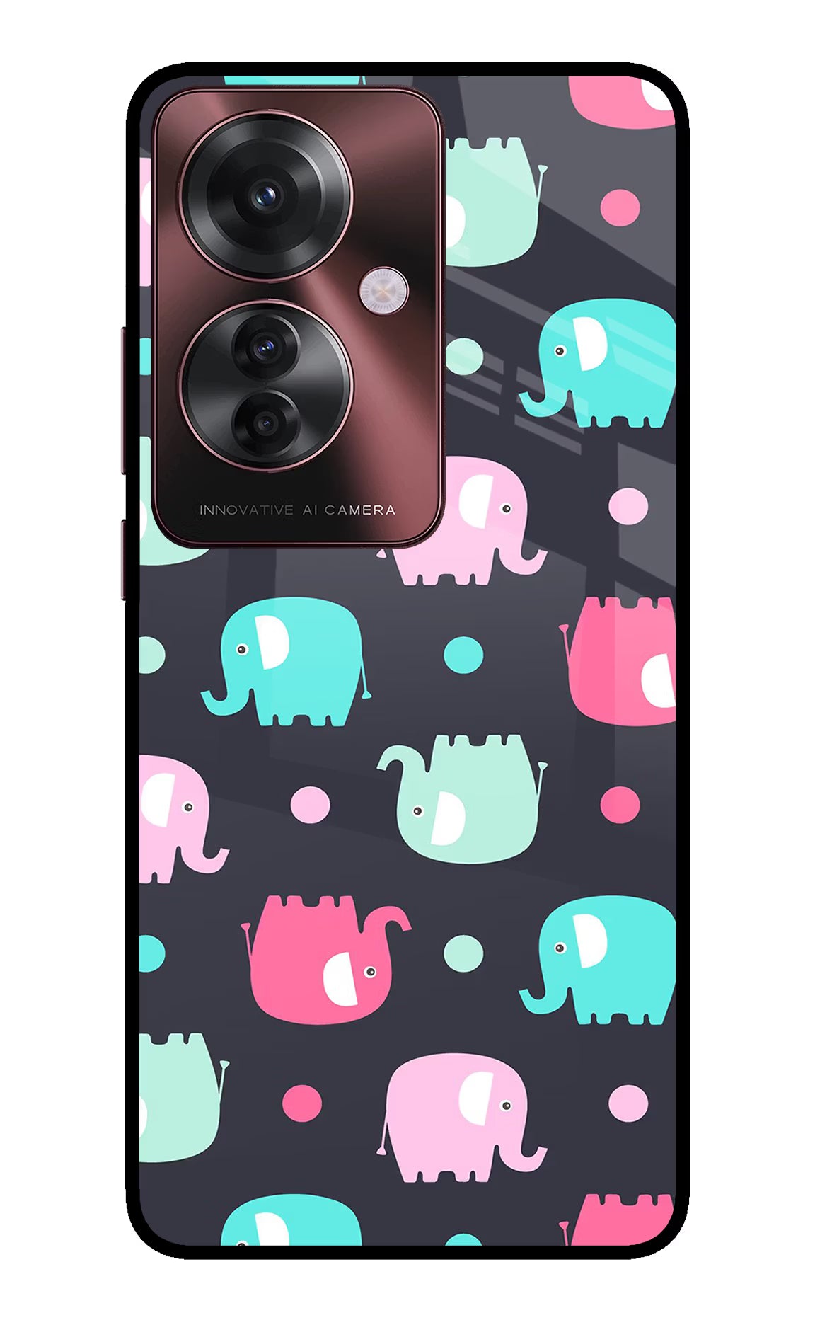 Elephants Oppo F25 Pro 5G Back Cover - Elephants Oppo F25 Pro 5G Glass Case Back Cover by Casekaro Elephants Oppo F25 Pro 5G Glass Case Back Cover by Casekaro
