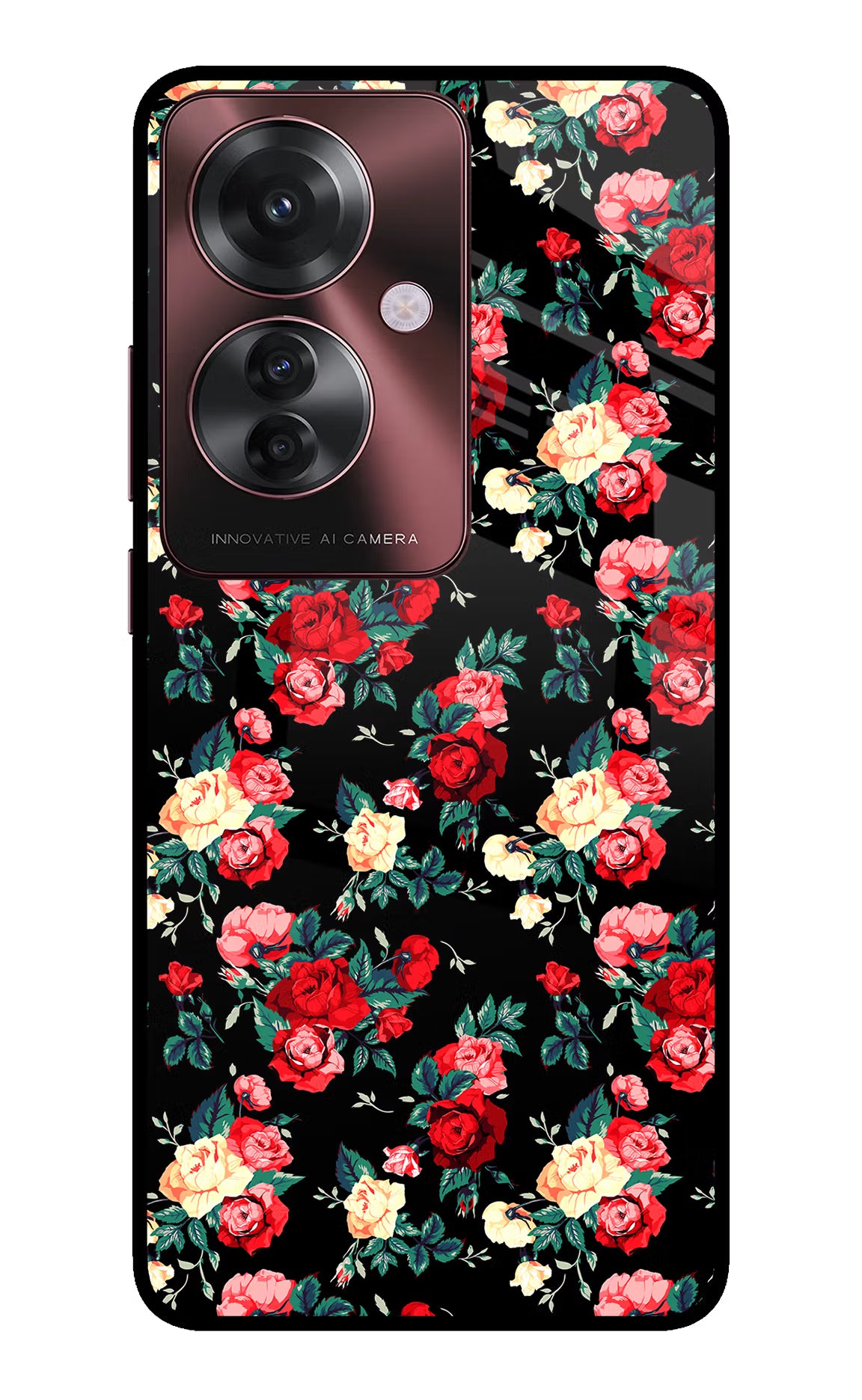 Rose Pattern Oppo F25 Pro 5G Back Cover - Rose Pattern Oppo F25 Pro 5G Glass Case Back Cover by Casekaro Rose Pattern Oppo F25 Pro 5G Glass Case Back Cover by Casekaro