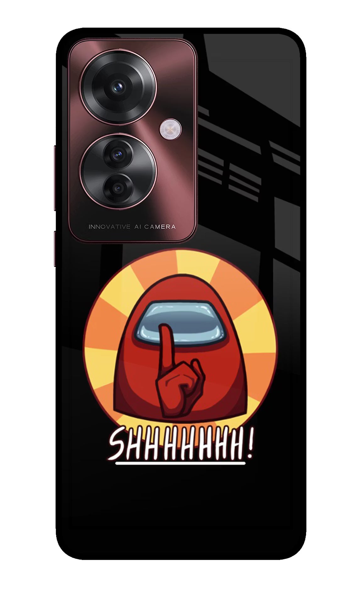 Among Us Shhh! Oppo F25 Pro 5G Back Cover - Among Us Shhh! Oppo F25 Pro 5G Glass Case Back Cover by Casekaro Among Us Shhh! Oppo F25 Pro 5G Glass Case Back Cover by Casekaro