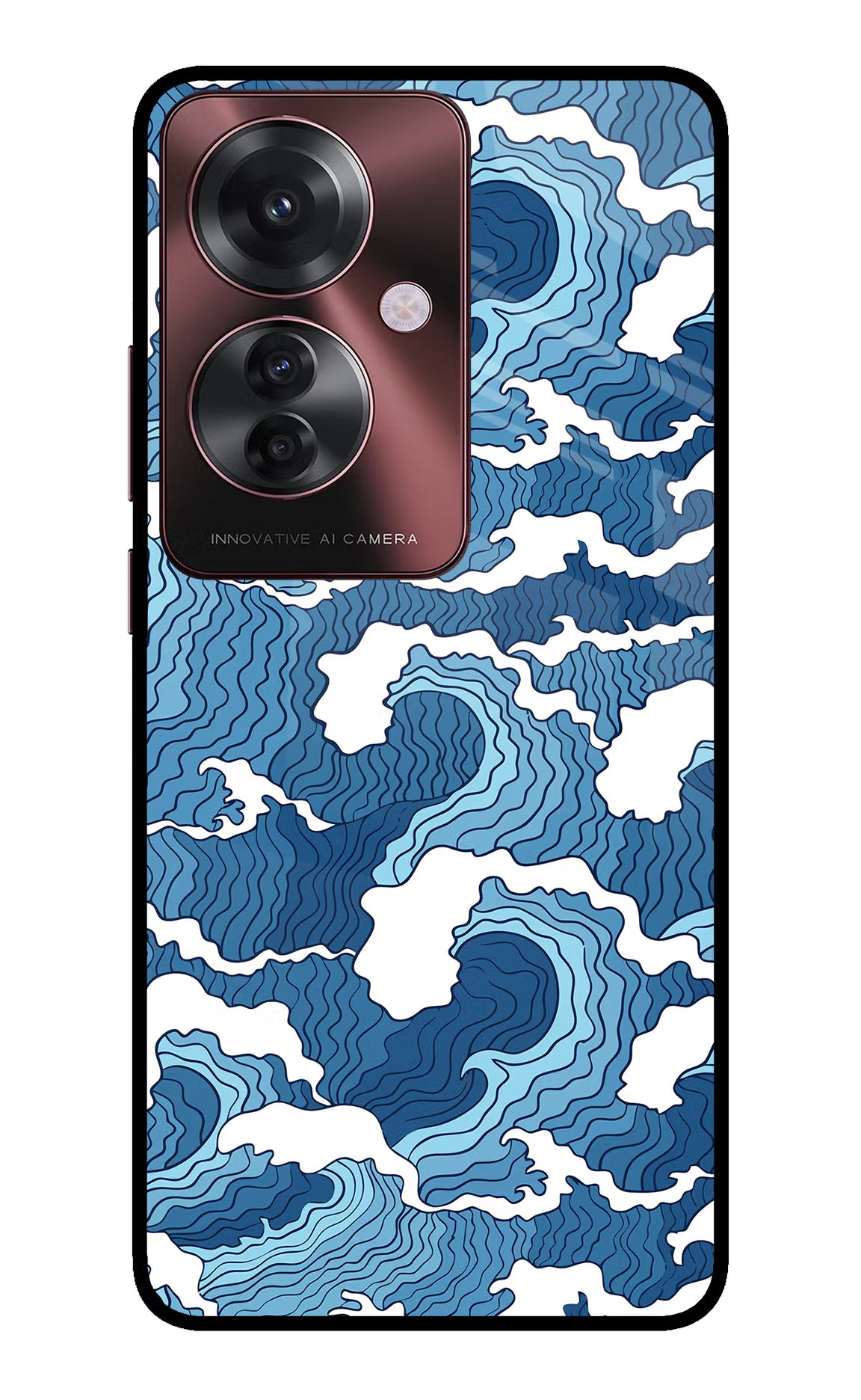 Blue Waves Oppo F25 Pro 5G Back Cover - Blue Waves Oppo F25 Pro 5G Glass Case Back Cover by Casekaro Blue Waves Oppo F25 Pro 5G Glass Case Back Cover by Casekaro