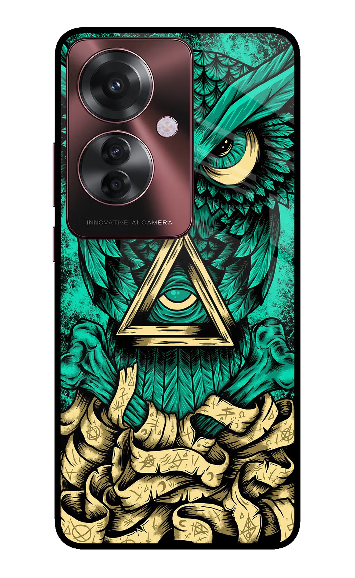 Green Owl Oppo F25 Pro 5G Glass Case - Green Owl Oppo F25 Pro 5G Glass Case Green Owl Oppo F25 Pro 5G Glass Case