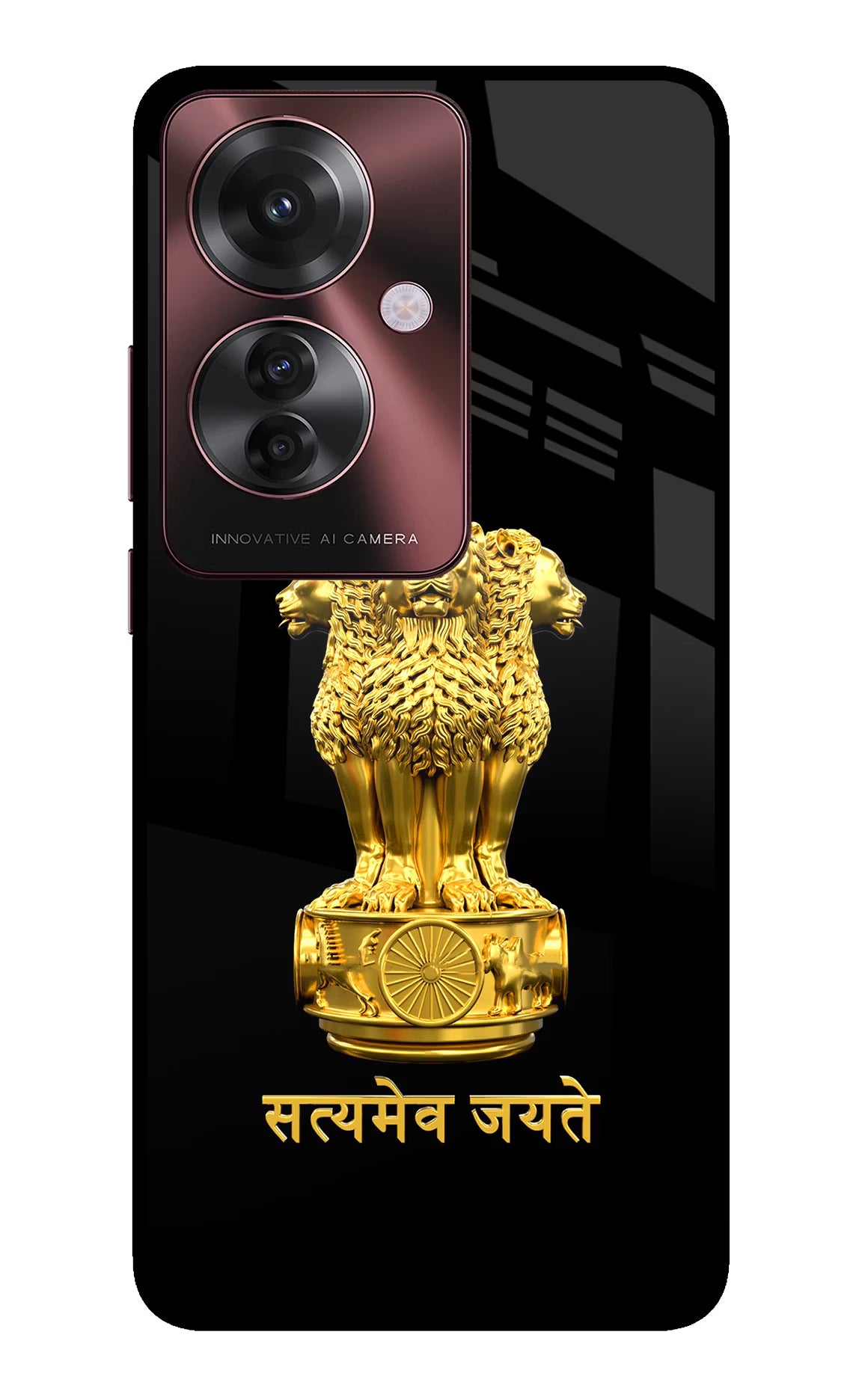 Satyamev Jayate Golden Oppo F25 Pro 5G Glass Case - Satyamev Jayate Golden Oppo F25 Pro 5G Glass Case Satyamev Jayate Golden Oppo F25 Pro 5G Glass Case