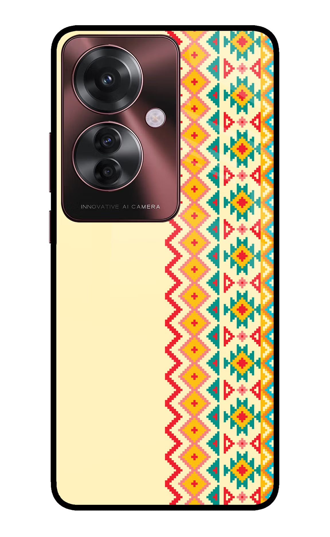 Ethnic Seamless Oppo F25 Pro 5G Glass Case - Ethnic Seamless Oppo F25 Pro 5G Glass Case Ethnic Seamless Oppo F25 Pro 5G Glass Case