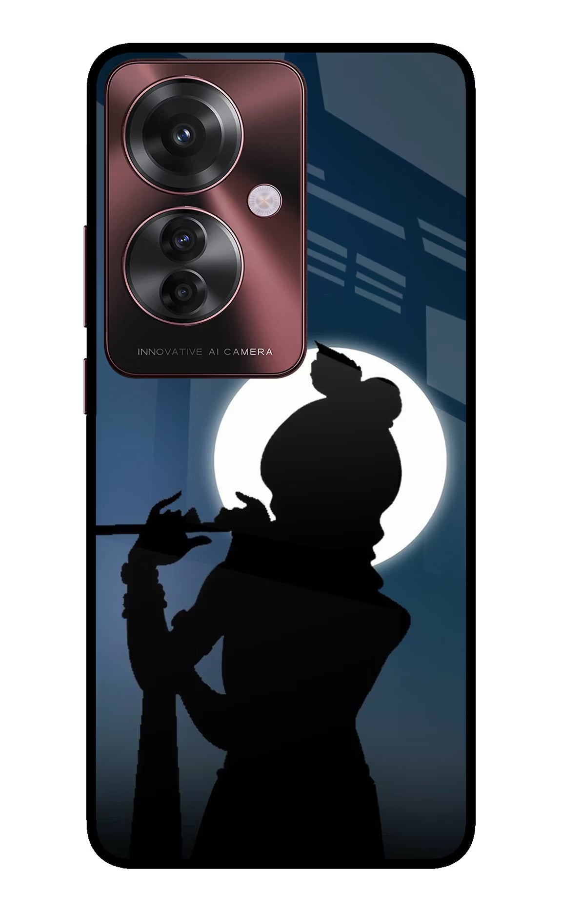 Shri Krishna Silhouette Oppo F25 Pro 5G Back Cover - Shri Krishna Silhouette Oppo F25 Pro 5G Glass Case Back Cover by Casekaro Shri Krishna Silhouette Oppo F25 Pro 5G Glass Case Back Cover by Casekaro
