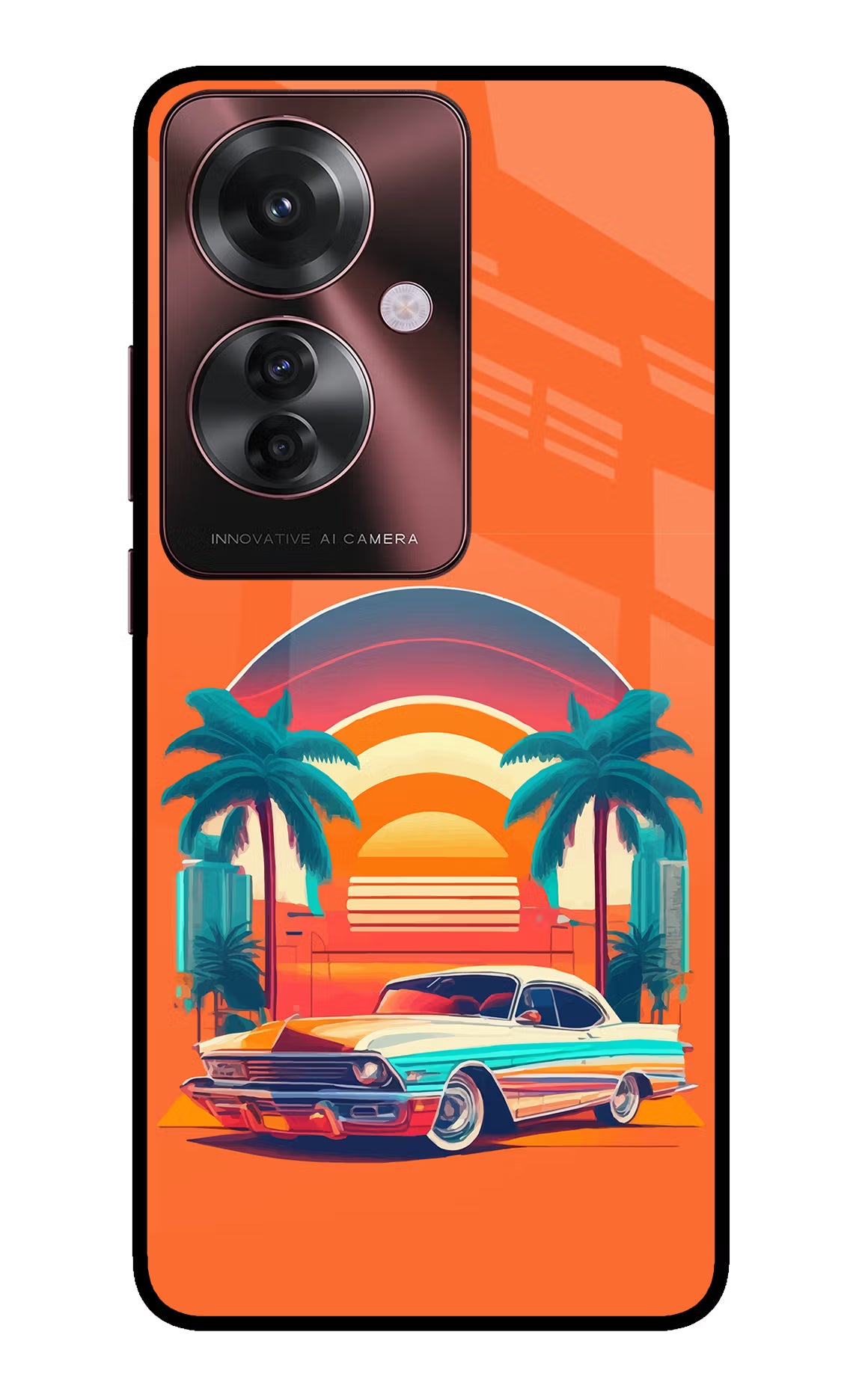 Palm Drive 80s Oppo F25 Pro 5G Glass Case - Palm Drive 80s Oppo F25 Pro 5G Glass Case Palm Drive 80s Oppo F25 Pro 5G Glass Case