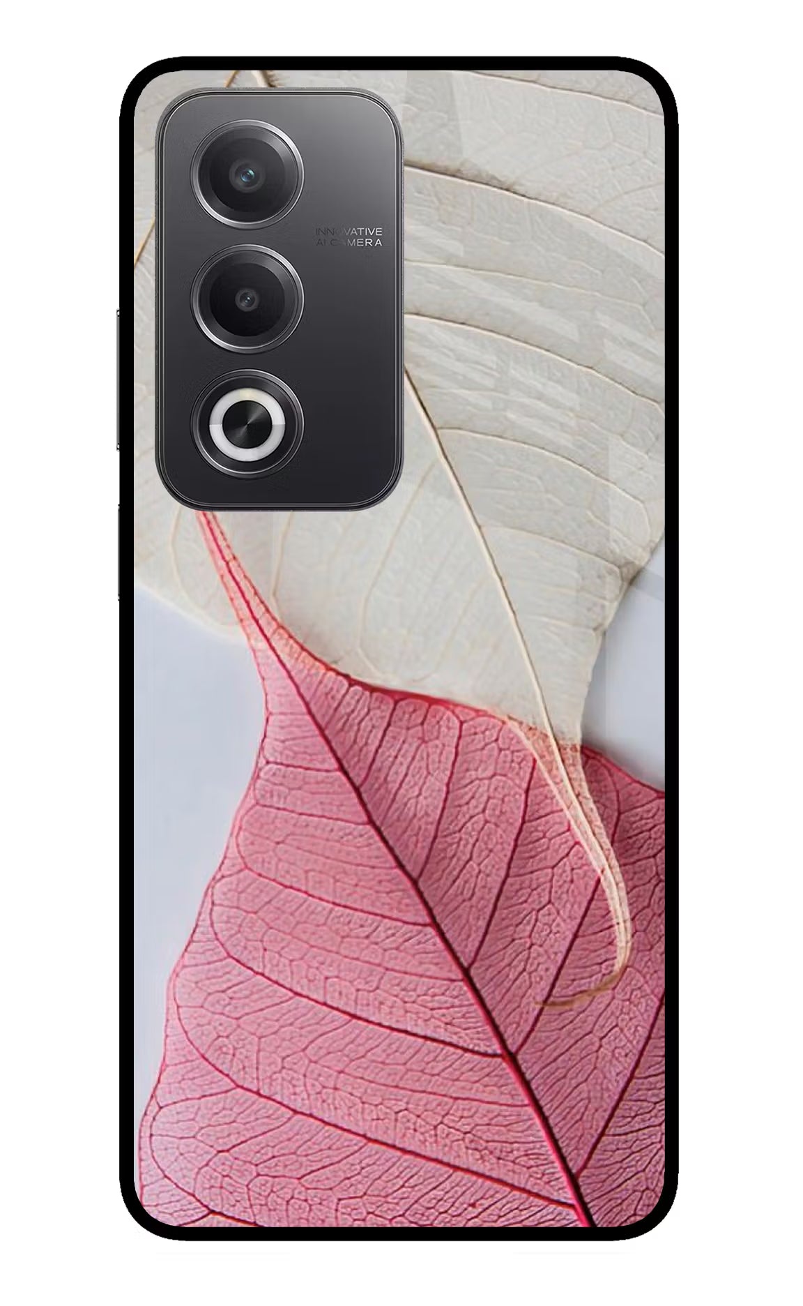 White Pink Leaf Oppo A3 Pro 5G Glass Case - White Pink Leaf Oppo A3 Pro 5G Glass Case White Pink Leaf Oppo A3 Pro 5G Glass Case