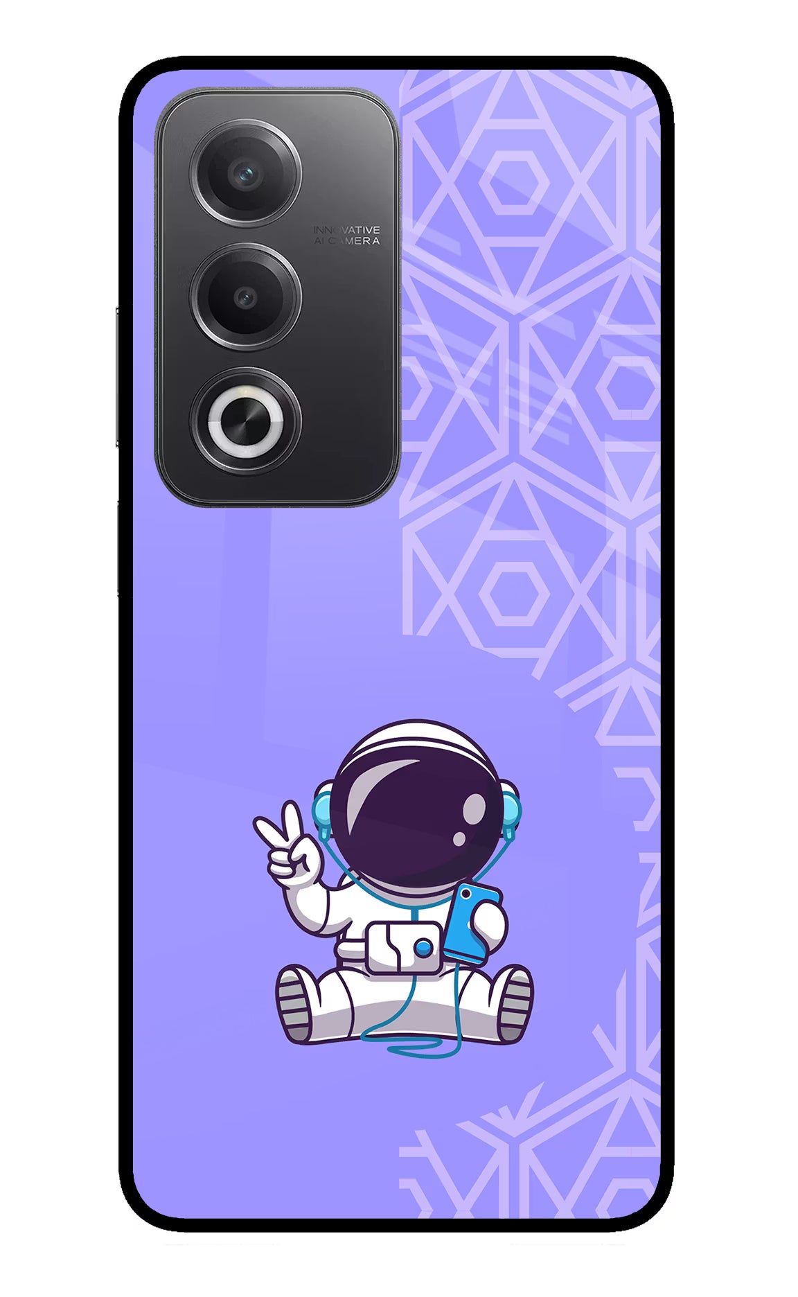 Cute Astronaut Chilling Oppo A3 Pro 5G Glass Case - Cute Astronaut Chilling Oppo A3 Pro 5G Glass Case Cute Astronaut Chilling Oppo A3 Pro 5G Glass Case