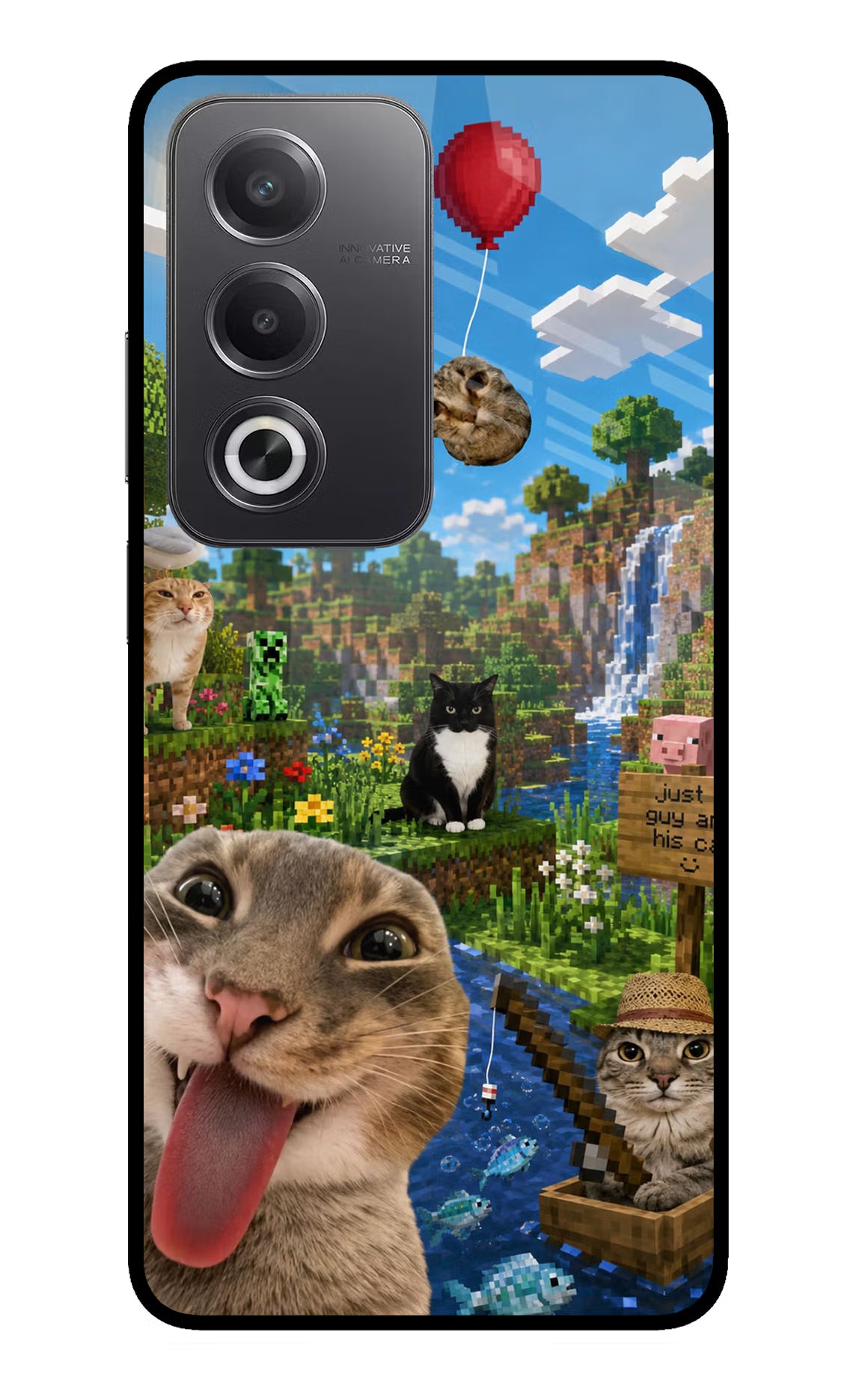 Minecraft Cat Chaos Oppo A3 Pro 5G Glass Case - Minecraft Cat Chaos Oppo A3 Pro 5G Glass Case Minecraft Cat Chaos Oppo A3 Pro 5G Glass Case