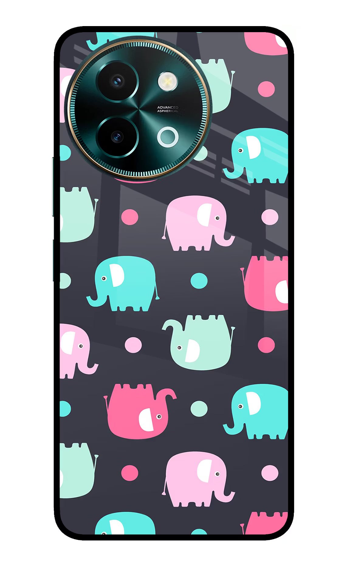 Elephants Vivo Y58 5G Glass Case - Elephants Vivo Y58 5G Glass Case Elephants Vivo Y58 5G Glass Case