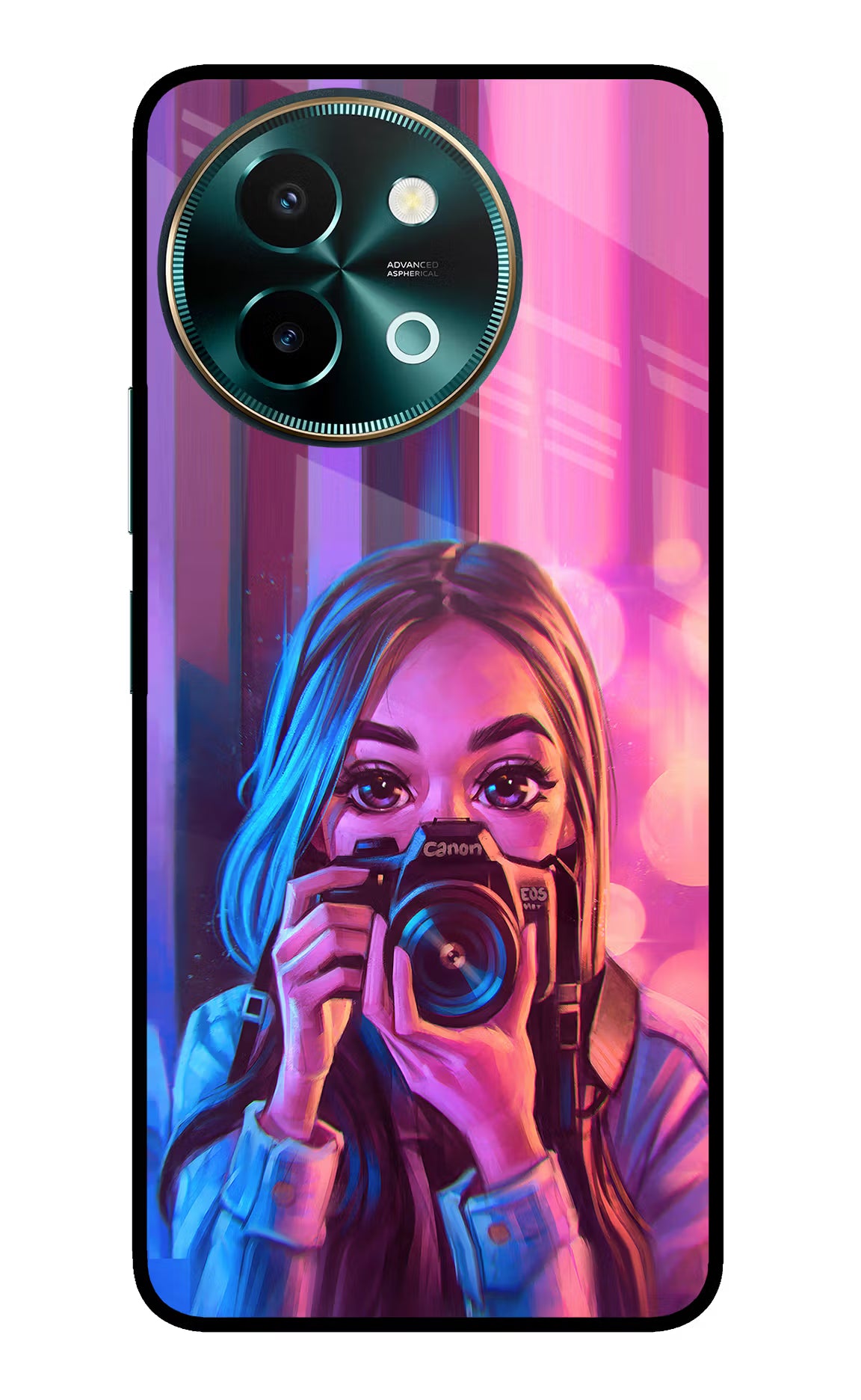 Girl Photographer Vivo Y58 5G Glass Case - Girl Photographer Vivo Y58 5G Glass Case Girl Photographer Vivo Y58 5G Glass Case