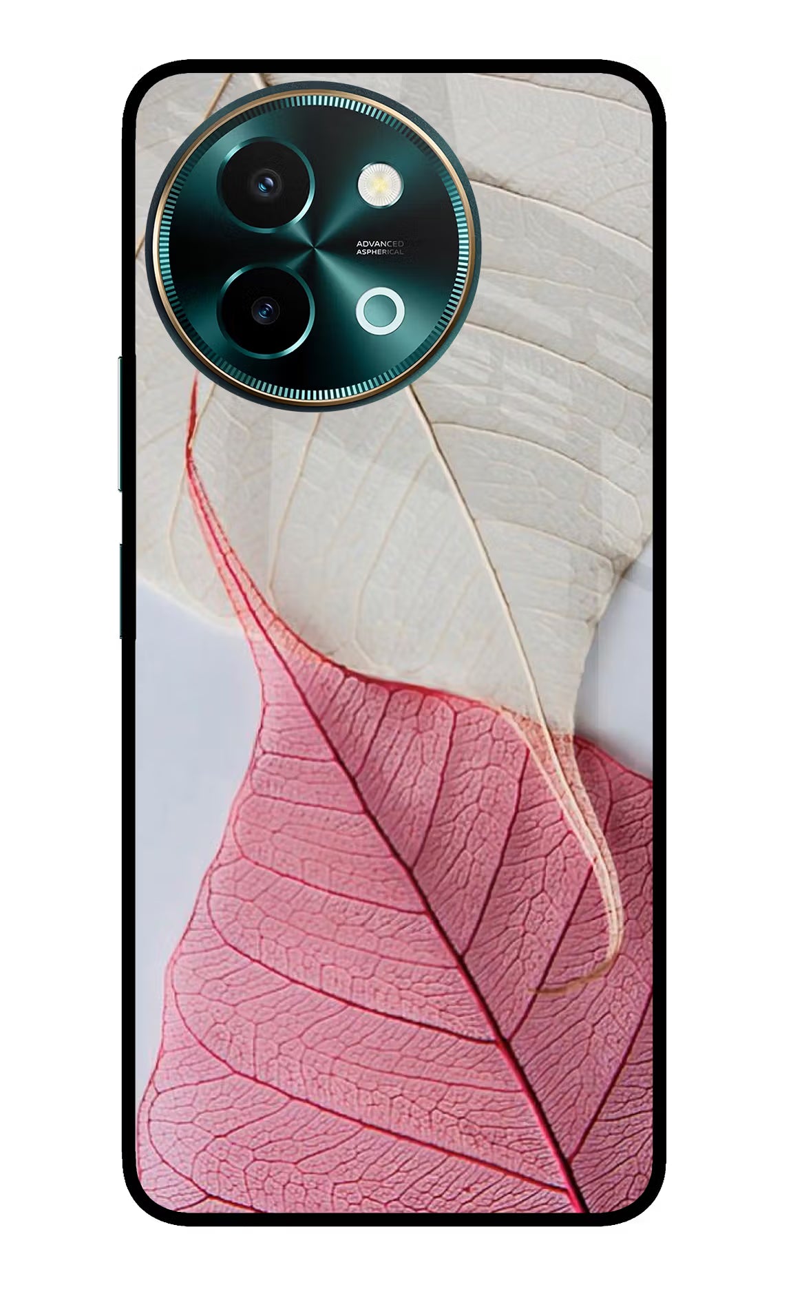 White Pink Leaf Vivo Y58 5G Back Cover - White Pink Leaf Vivo Y58 5G Glass Case Back Cover by Casekaro White Pink Leaf Vivo Y58 5G Glass Case Back Cover by Casekaro
