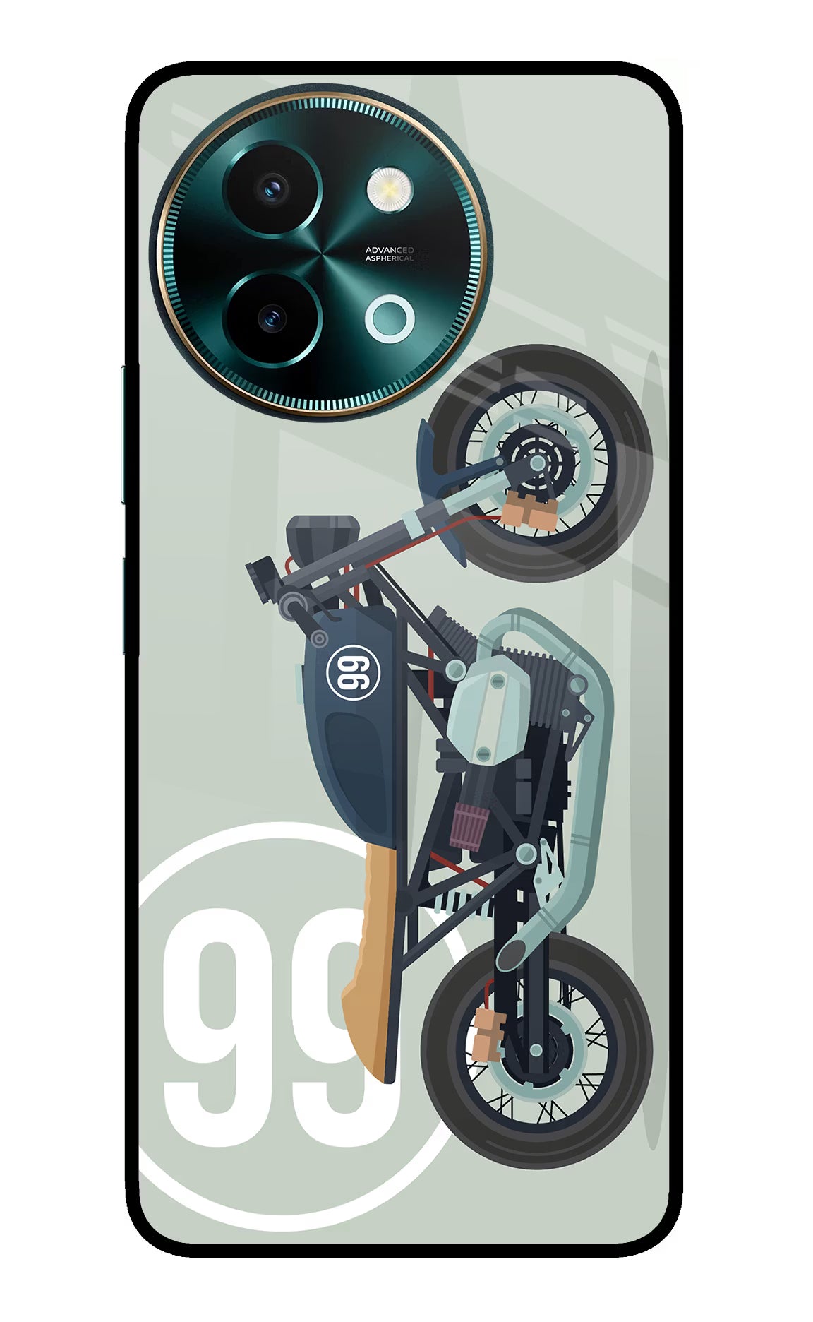 Classic Cafe Racer 99 Vivo Y58 5G Glass Case - Classic Cafe Racer 99 Vivo Y58 5G Glass Case Classic Cafe Racer 99 Vivo Y58 5G Glass Case