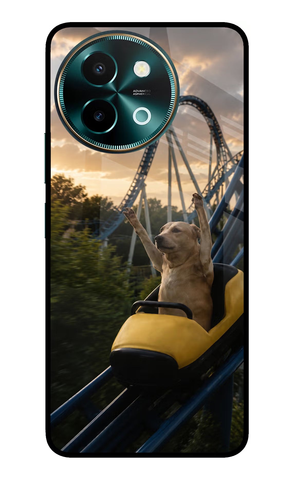 Rollercoaster Dog Vivo Y58 5G Glass Case - Rollercoaster Dog Vivo Y58 5G Glass Case Rollercoaster Dog Vivo Y58 5G Glass Case