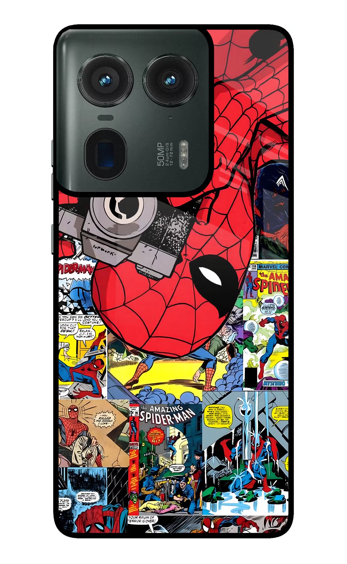 Spider Man Moto Edge 50 Ultra 5G Glass Case - Spider Man Moto Edge 50 Ultra 5G Glass Case Spider Man Moto Edge 50 Ultra 5G Glass Case