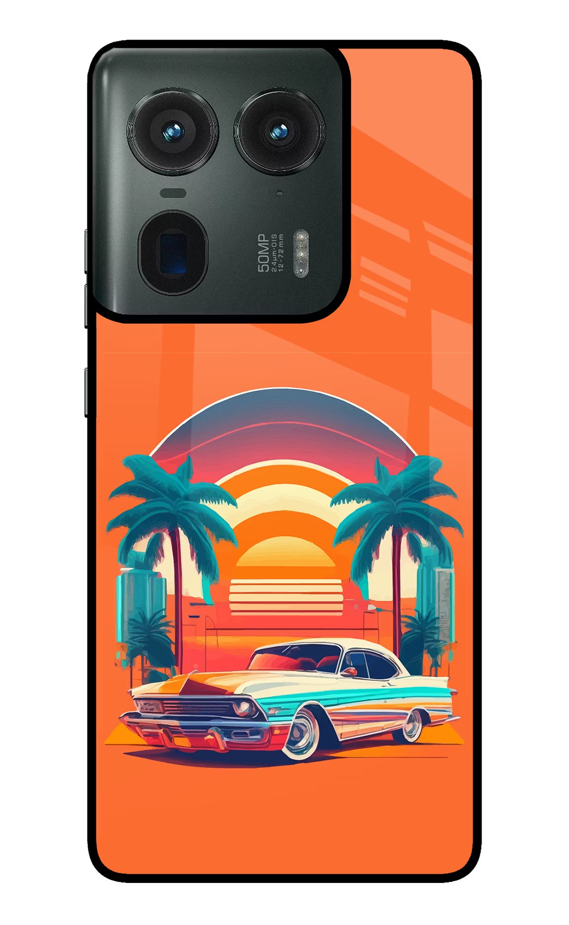 Palm Drive 80s Moto Edge 50 Ultra 5G Glass Case - Palm Drive 80s Moto Edge 50 Ultra 5G Glass Case Palm Drive 80s Moto Edge 50 Ultra 5G Glass Case