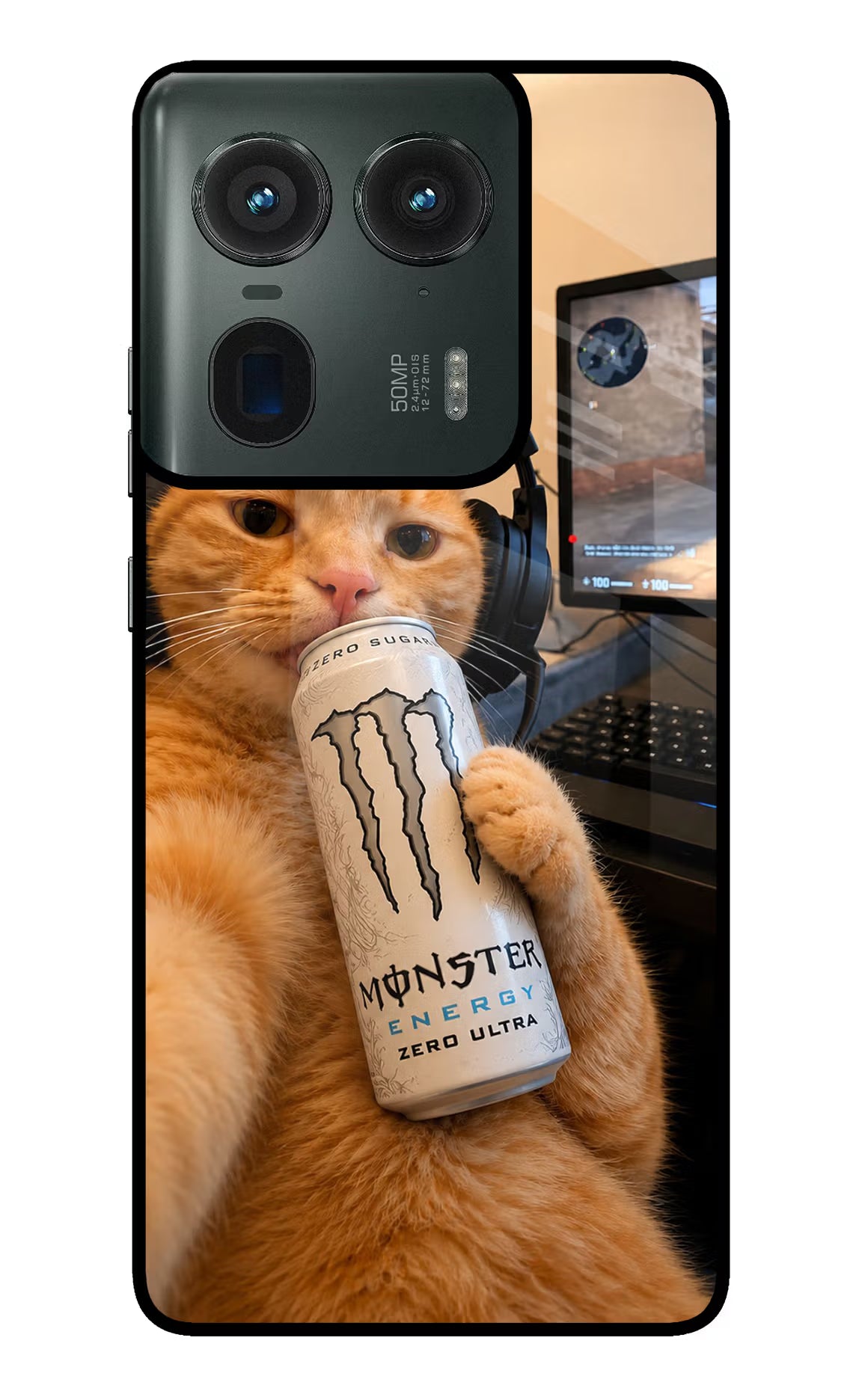 Gamer Cat Energy Moto Edge 50 Ultra 5G Glass Case - Gamer Cat Energy Moto Edge 50 Ultra 5G Glass Case Gamer Cat Energy Moto Edge 50 Ultra 5G Glass Case