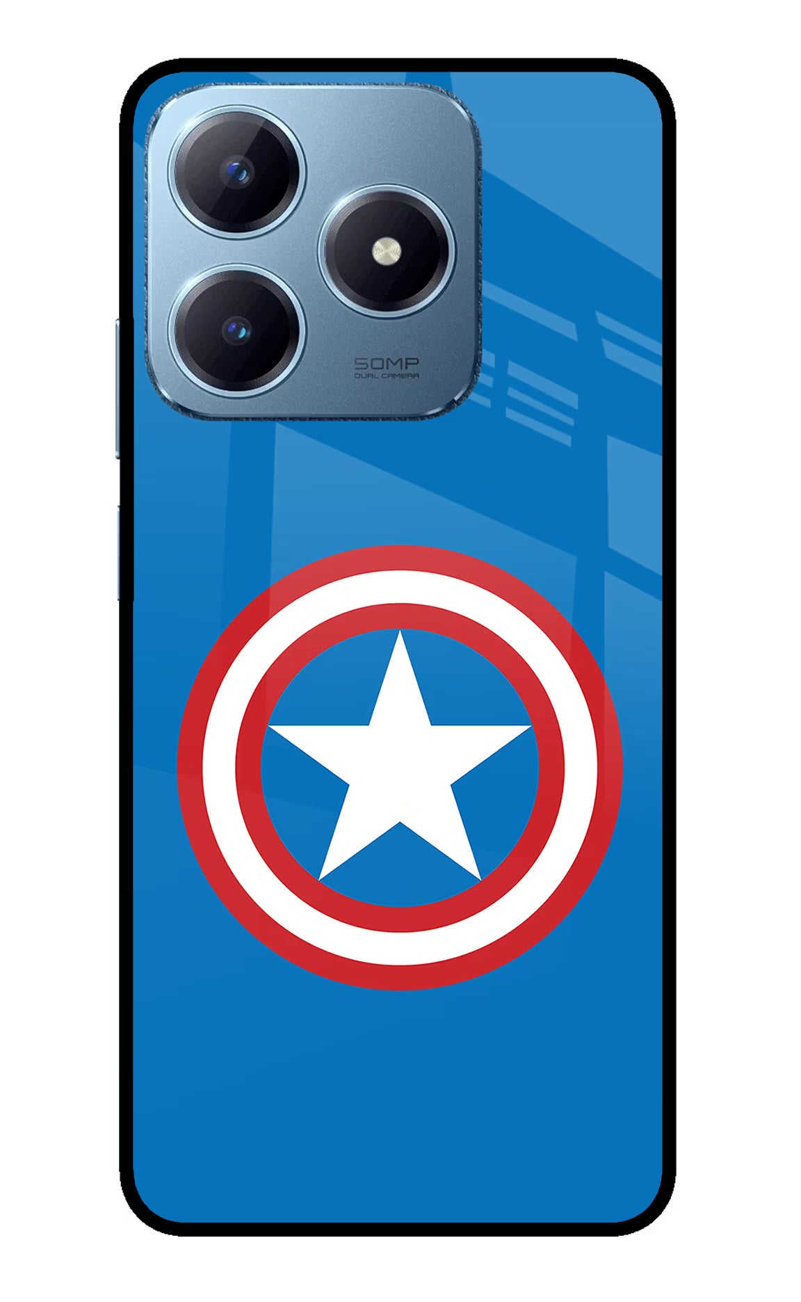 Captain America Logo Realme Narzo N63 Glass Case - Captain America Logo Realme Narzo N63 Glass Case Captain America Logo Realme Narzo N63 Glass Case