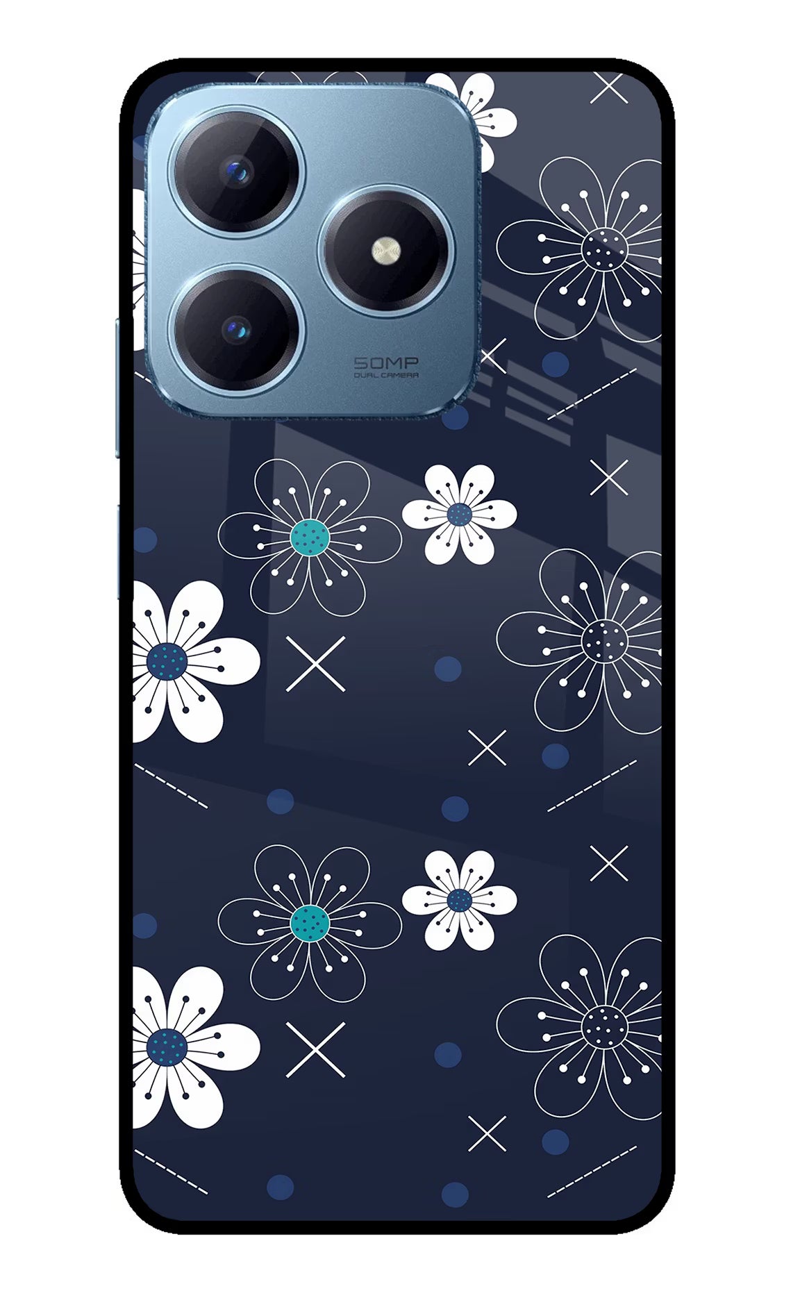 Flowers Realme Narzo N63 Glass Case - Flowers Realme Narzo N63 Glass Case Flowers Realme Narzo N63 Glass Case